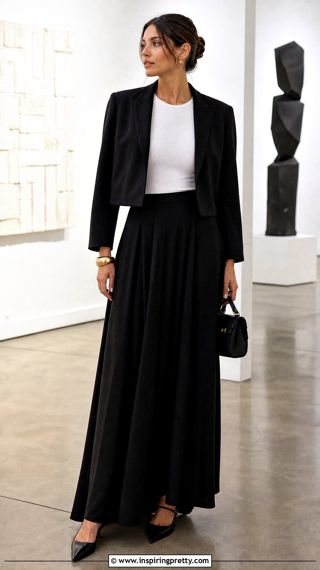 Prada White Top With Black Maxi Skirt - 50 prada top outfit ideas