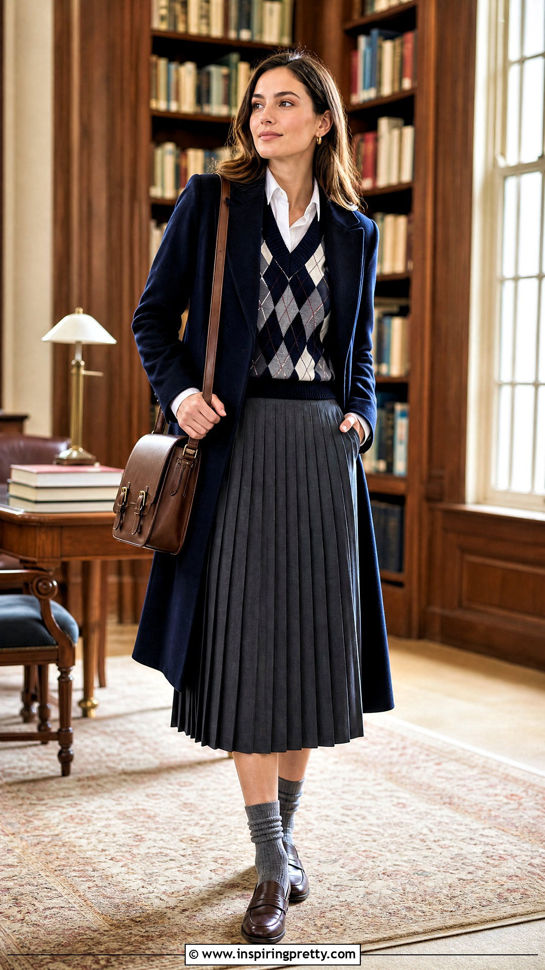 Preppy Argyle Sweater Vest Outfit - 50 winter tops aesthetics