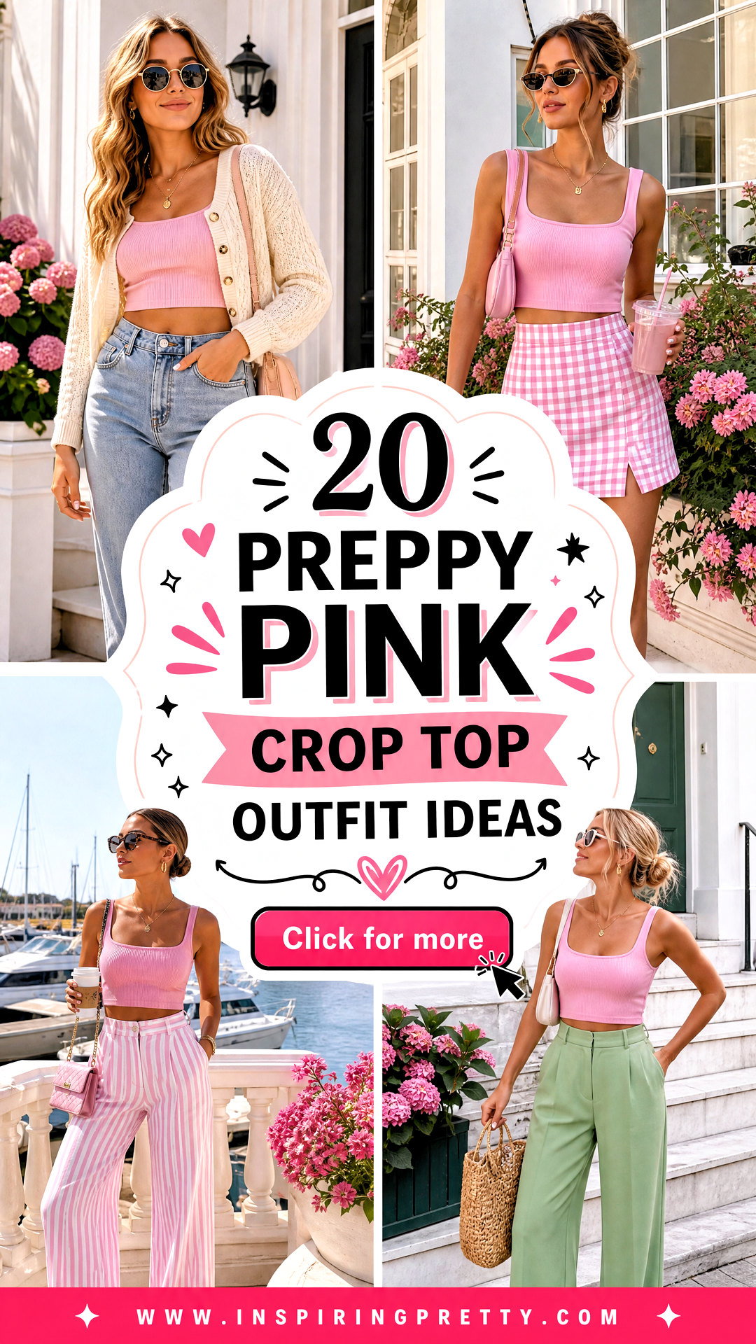 20 Preppy Pink Crop Top Outfit Ideas for Chic Summer Looks - 20 Preppy Pink Crop Top Outfit Ideas for Chic Summer Looks