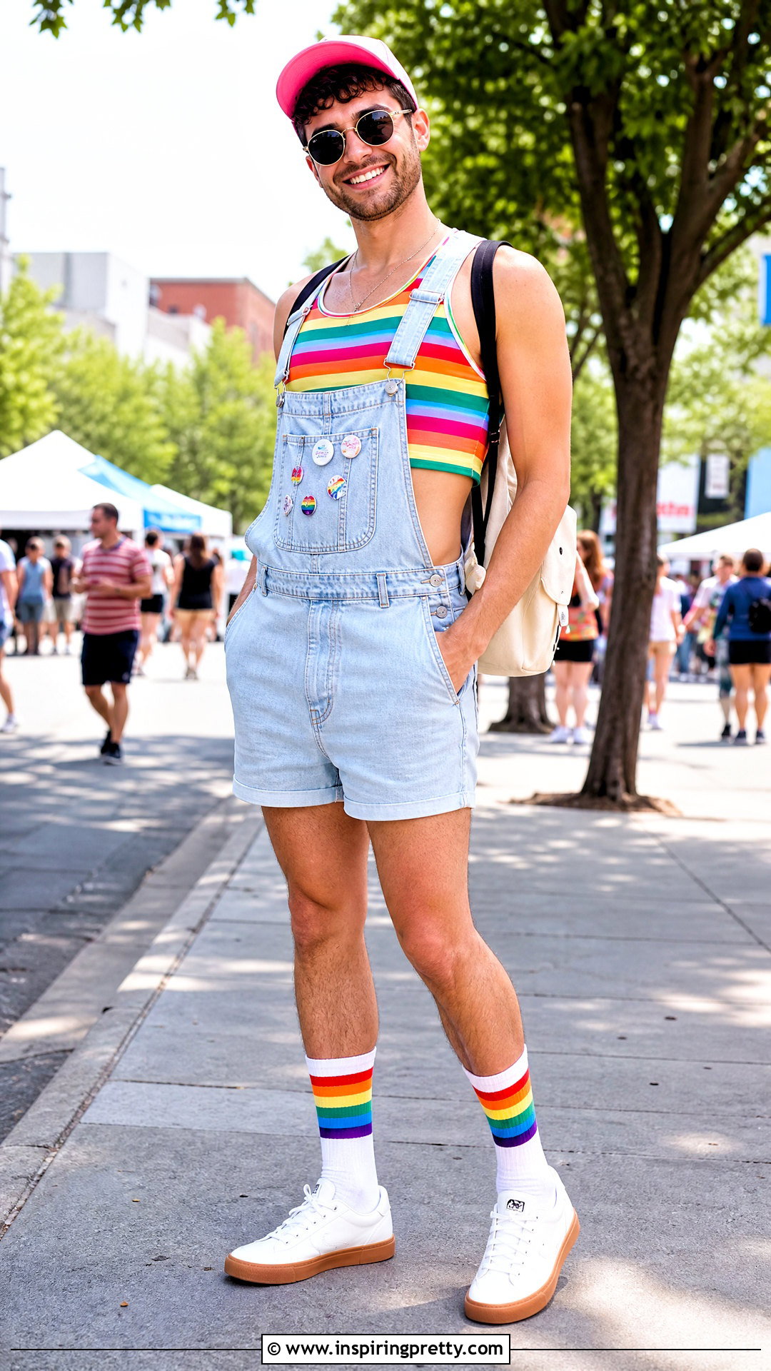 Pride Crop Top With Denim Overalls - 20 pride crop top men outfit ideas