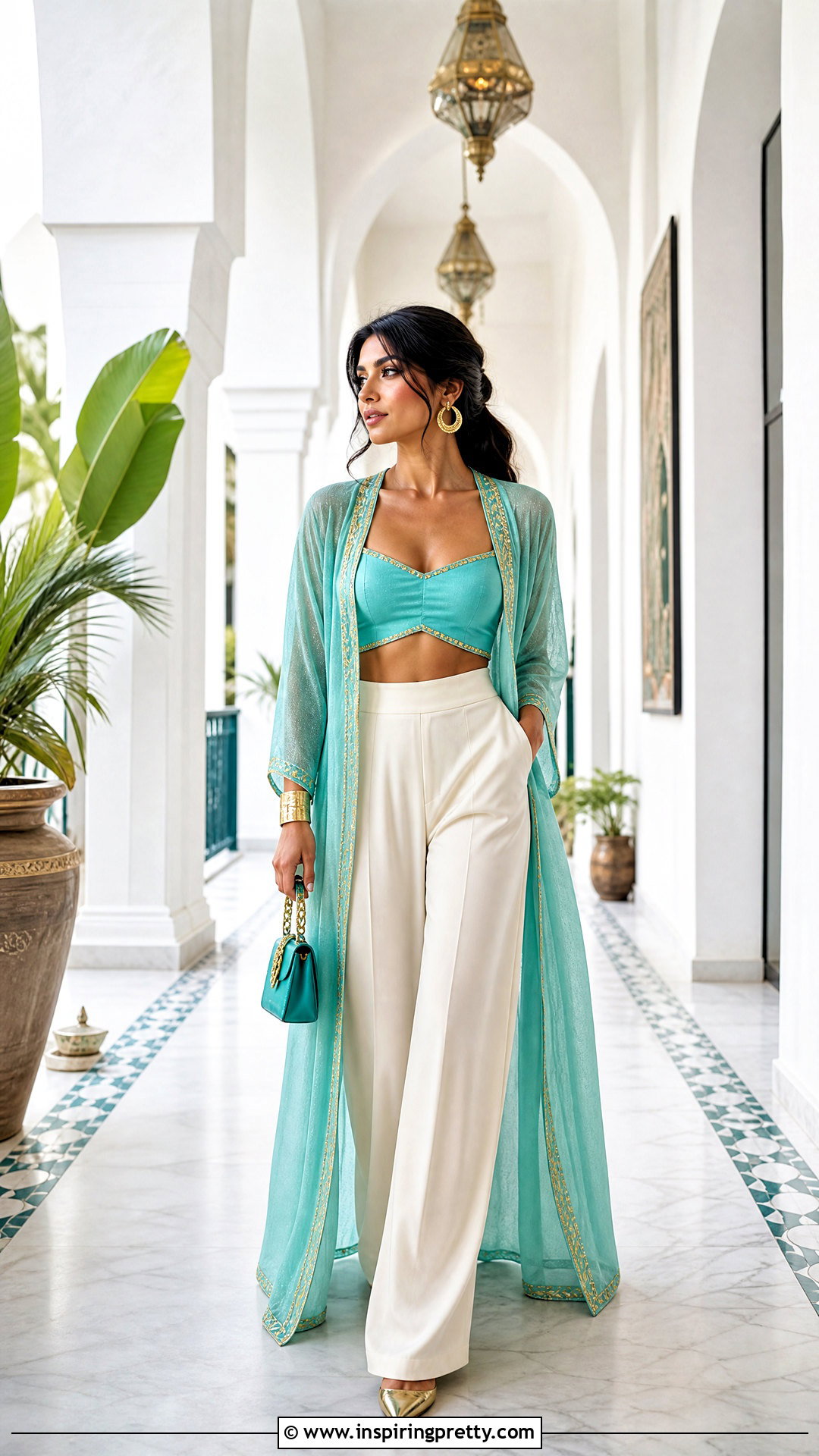 Princess Jasmine Crop Top With Ivory Trousers And Kimono - 20 Princess Jasmine Crop Top outfit ideas