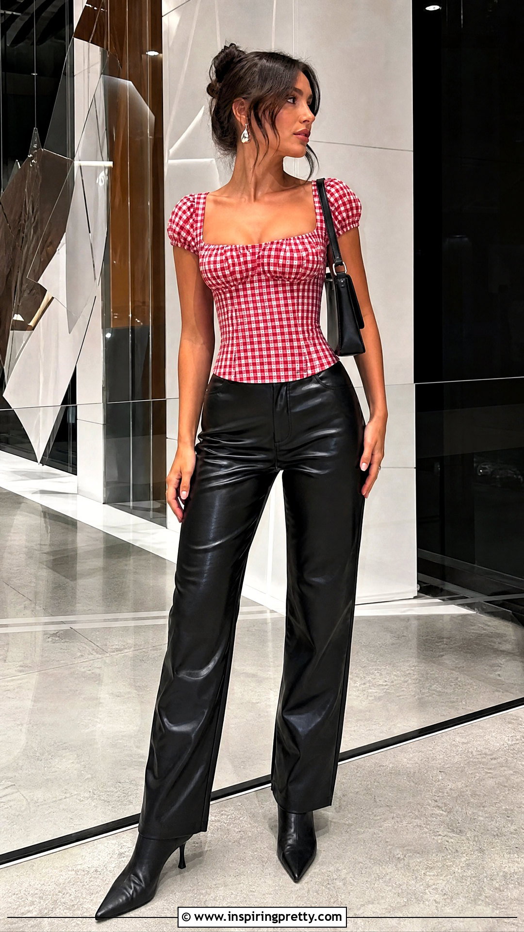 Princess Polly Gingham Top With Leather Pants - 25 princess polly gingham top outfit ideas