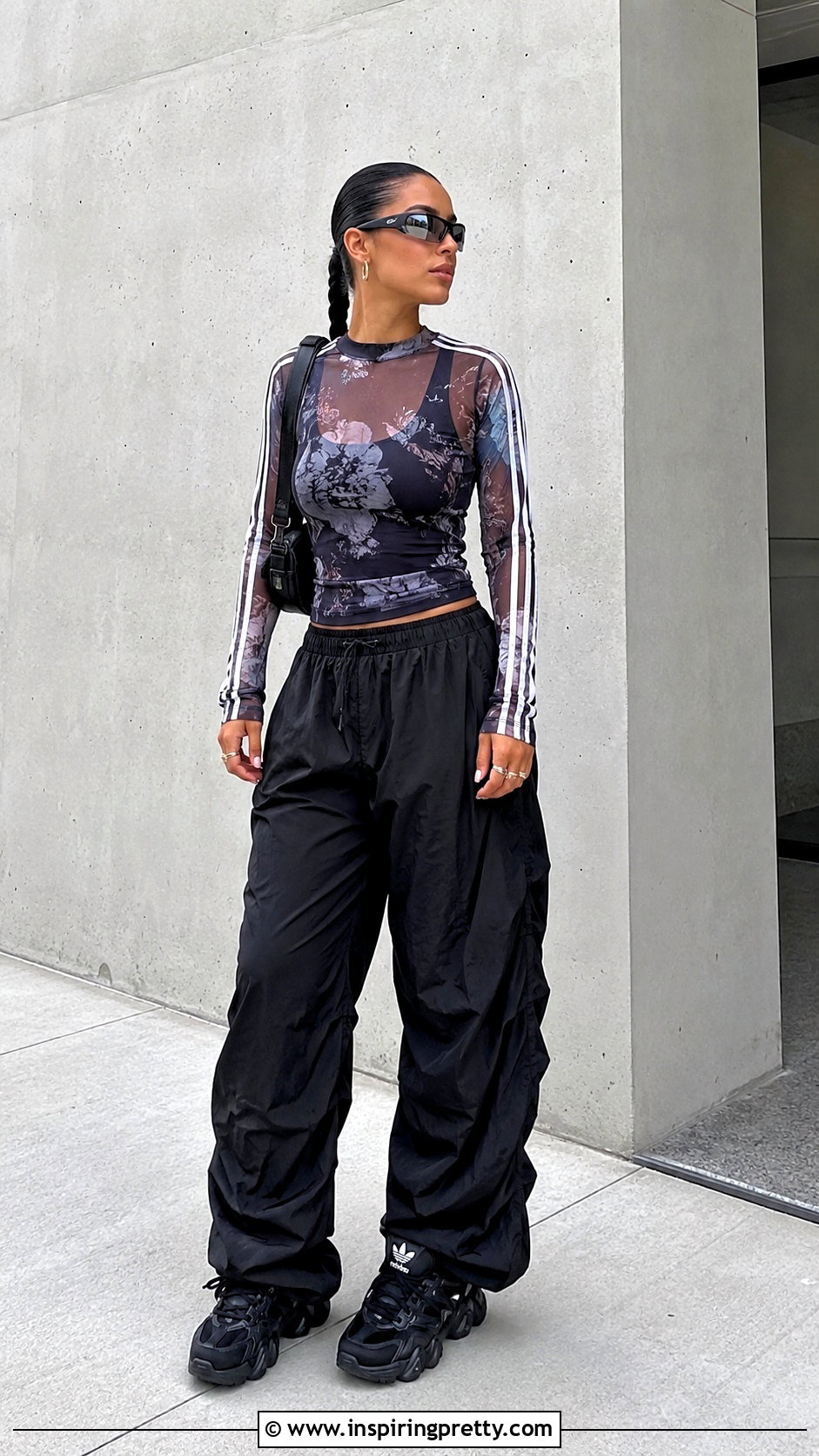Printed Adidas Sheer Top With Parachute Pants - 20 Adidas Sheer Tops