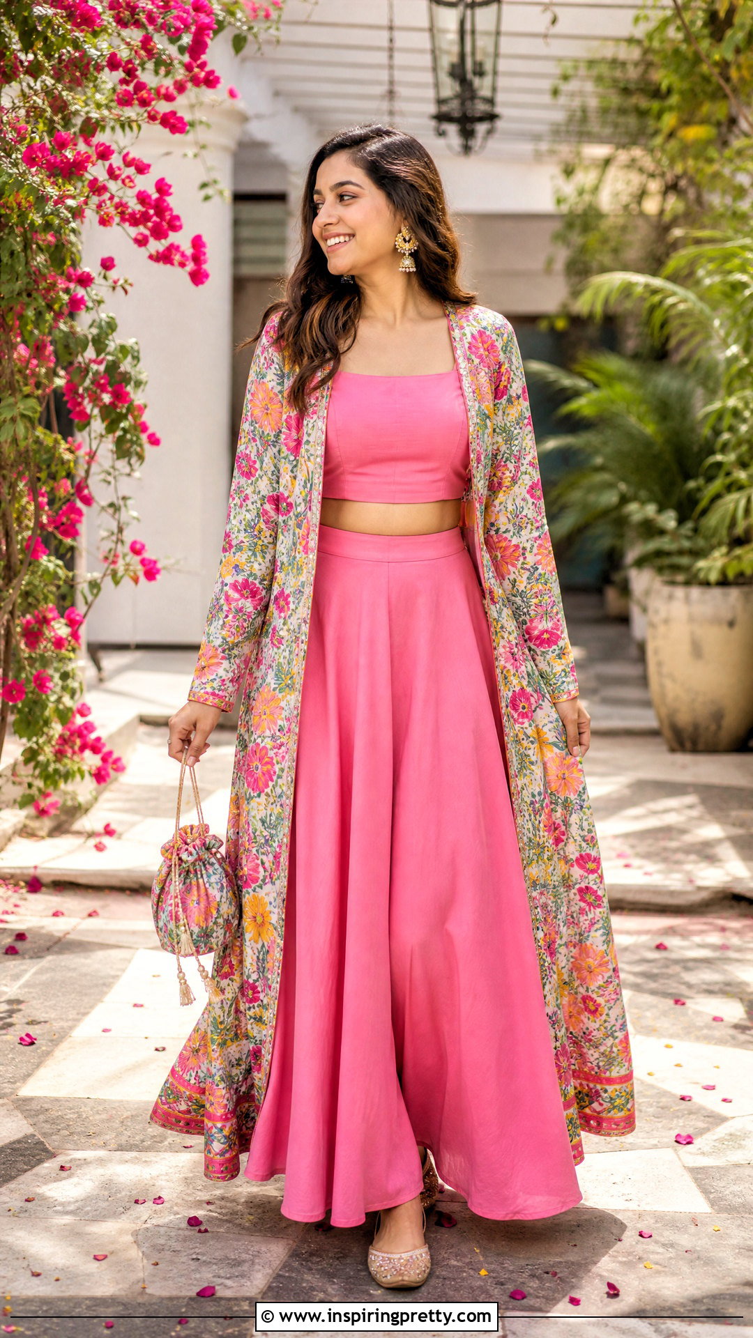Printed Crop Top Lehenga With Shrug Jacket - 50 crop top lehenga with jacket outfit ideas