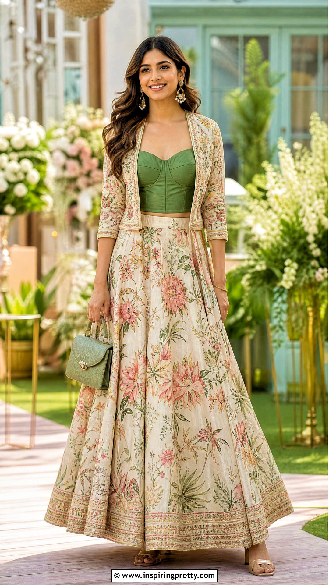 Printed Lehenga Skirt With Corset Top - 50 skirt top indian outfit ideas