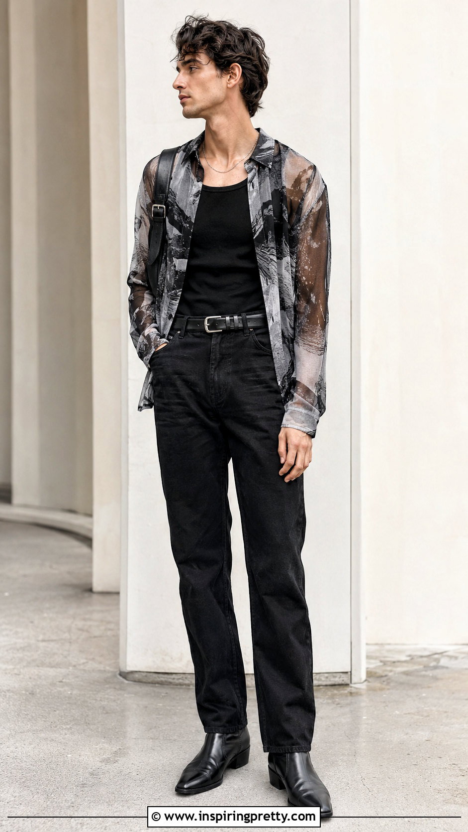 Printed Mesh Long Sleeve Top With Black Jeans - 20 Mesh Long Sleeve Top Mens