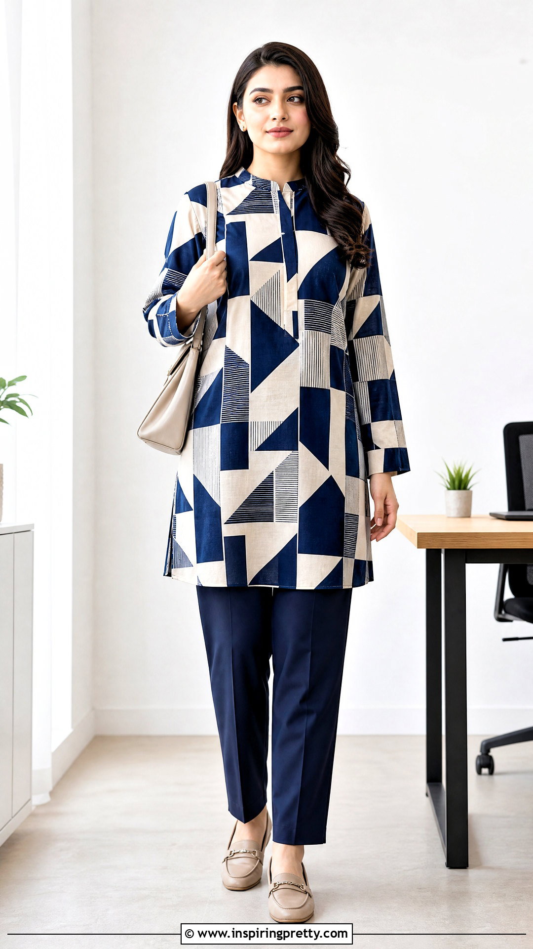 Printed Modest Tunic With Solid Trousers - 50 modest tops for women