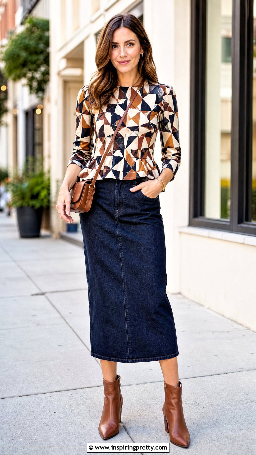 Printed Peplum Top With Denim Skirt - 20 peplum tops for ladies