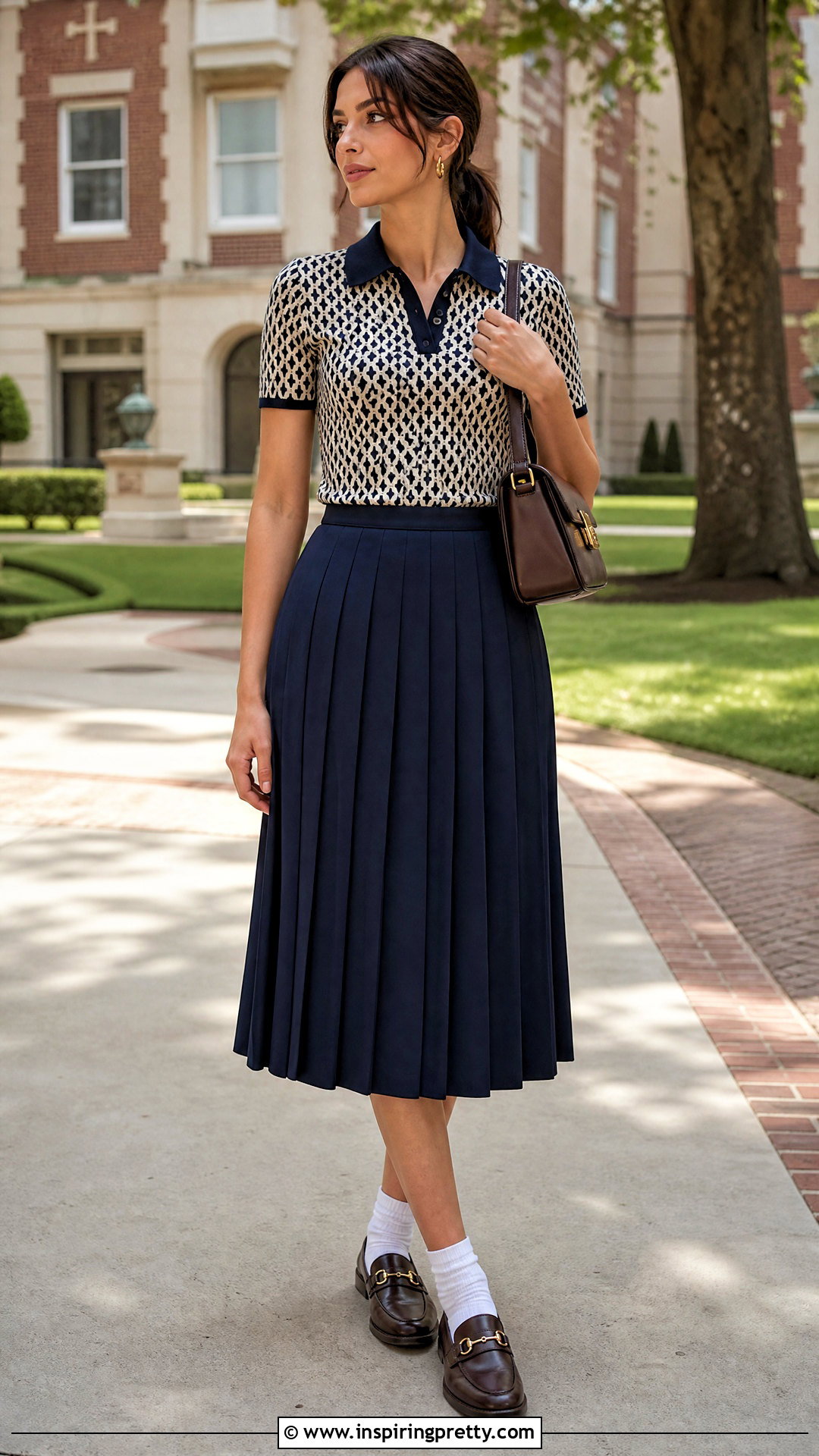 Printed Polo Top With Pleated Skirt - 50 printed tops for women