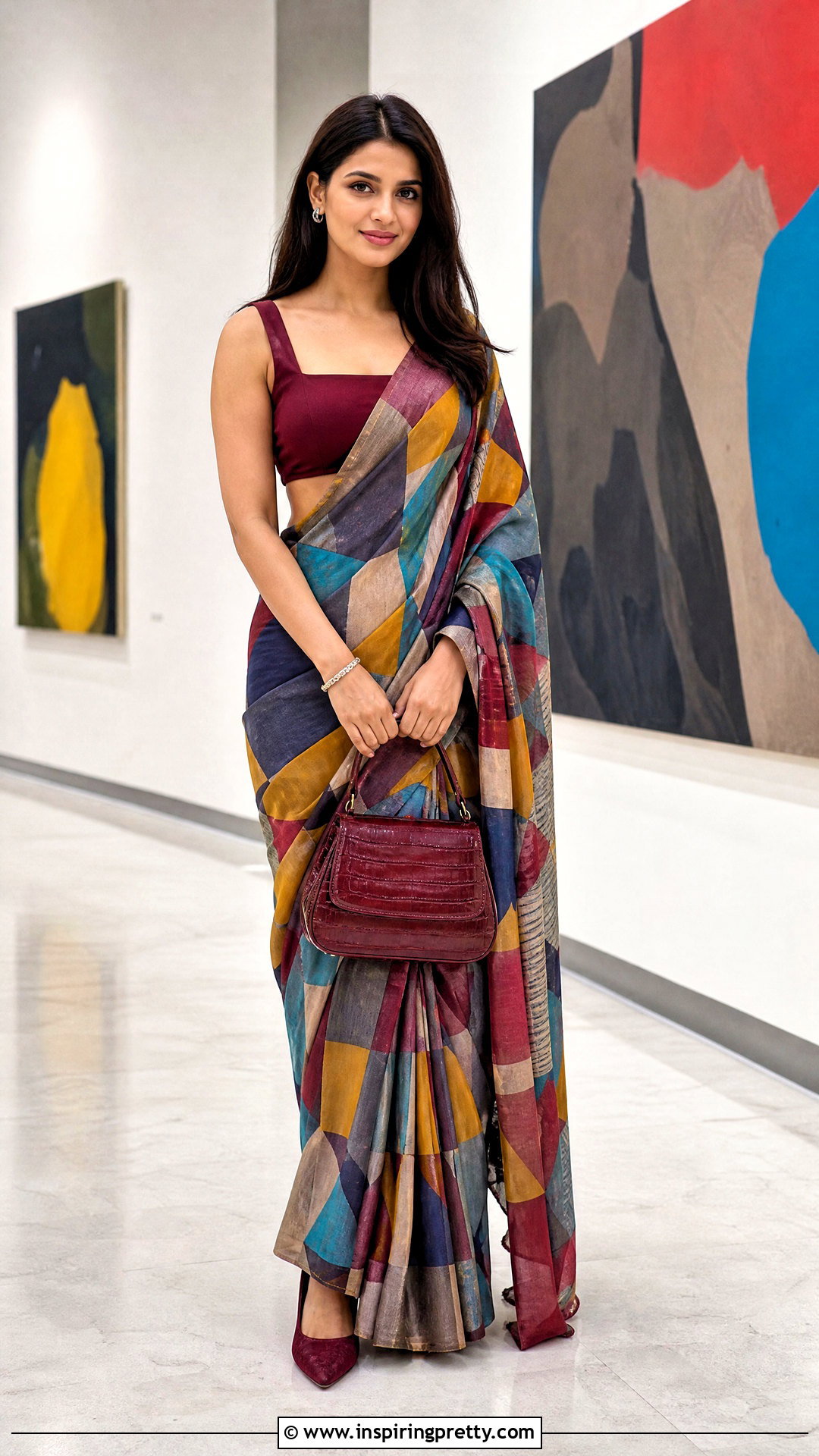 Printed Saree With Solid Crop Top - 50 saree with crop top outfit ideas