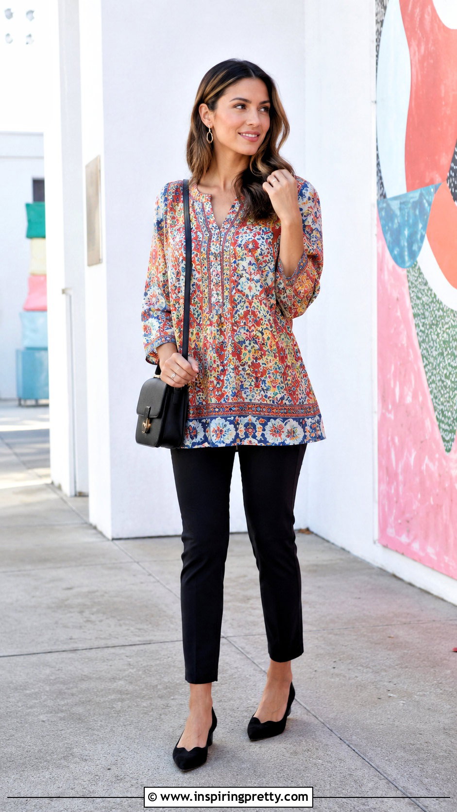 Printed Tunic Sunday Top With Slim Pants - 50 sunday top design