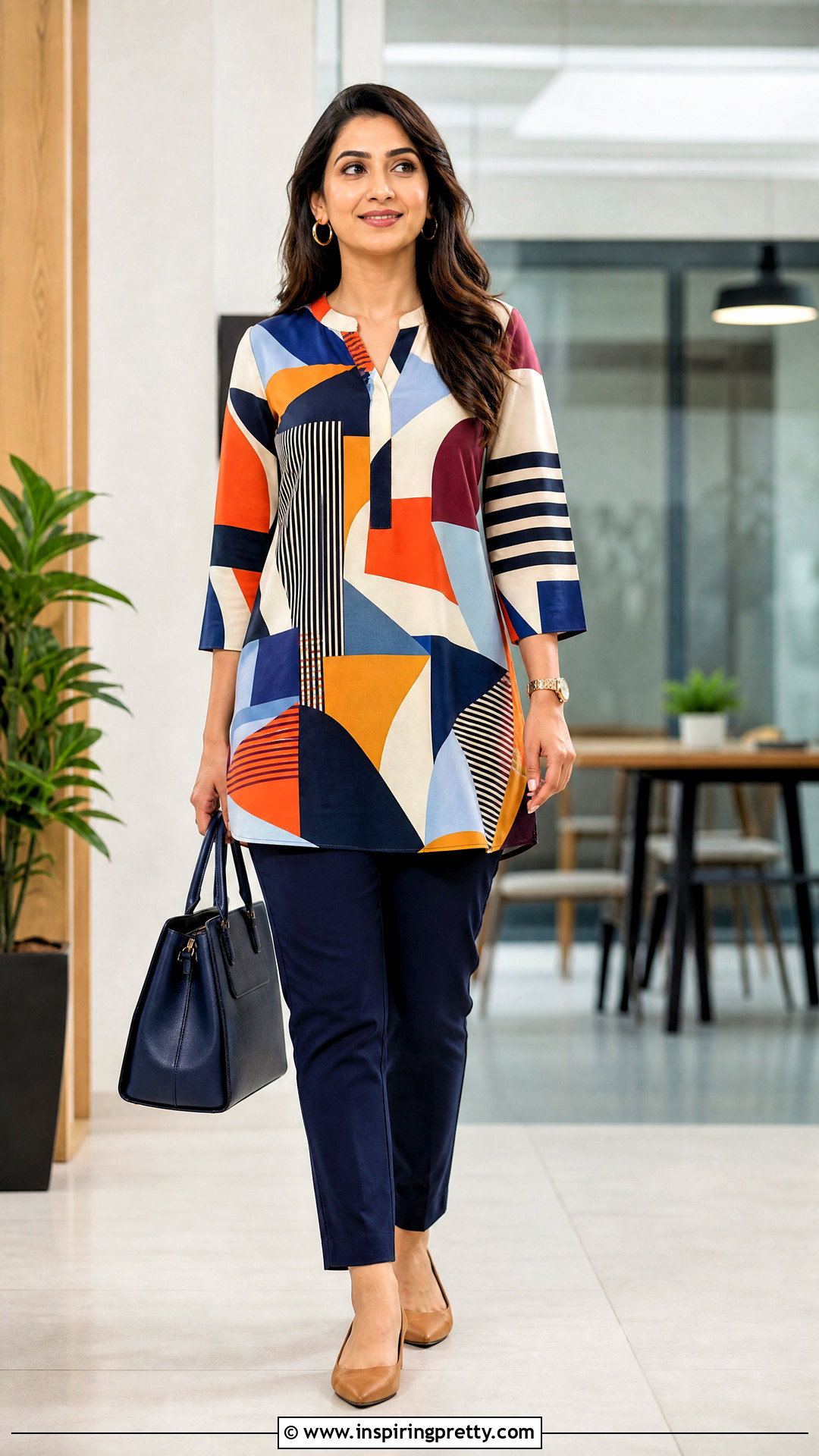Printed Tunic Top With Ankle Pants - 20 Chic Tunic Tops outfit ideas