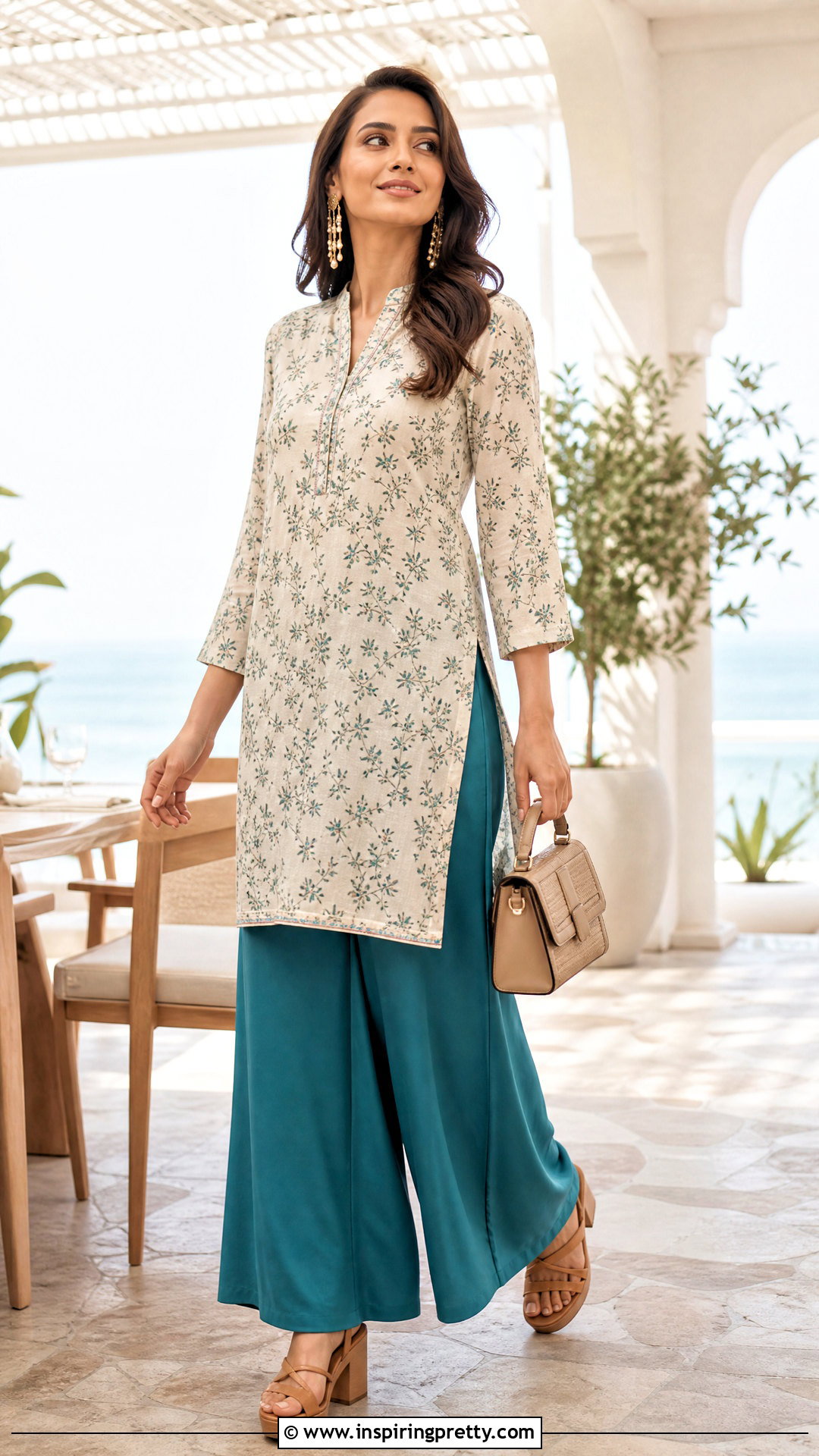 Printed Tunic Top With Palazzo Pants - 20 spring tunic tops outfit ideas