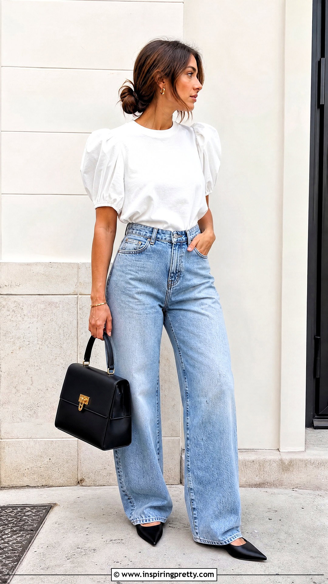 Puff Sleeve Blouse With Baggy Jeans - 50 tops to wear with baggy jeans