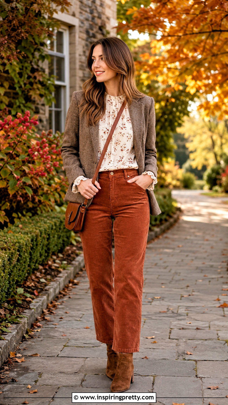 Puff Sleeve Blouse With Corduroy Pants - 20 Stylish Tops For Fall Outfits