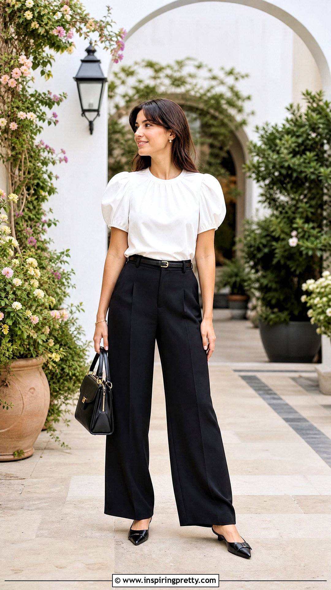 Puff Sleeve Blouse With Wide Leg Pants - 50 tops to wear with wide leg pants