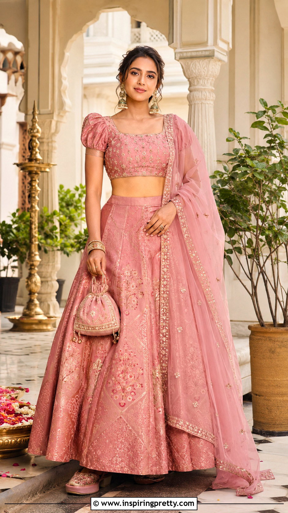 Puff Sleeve Crop Top With Raw Silk Lehenga - 20 latest lehenga crop top designs