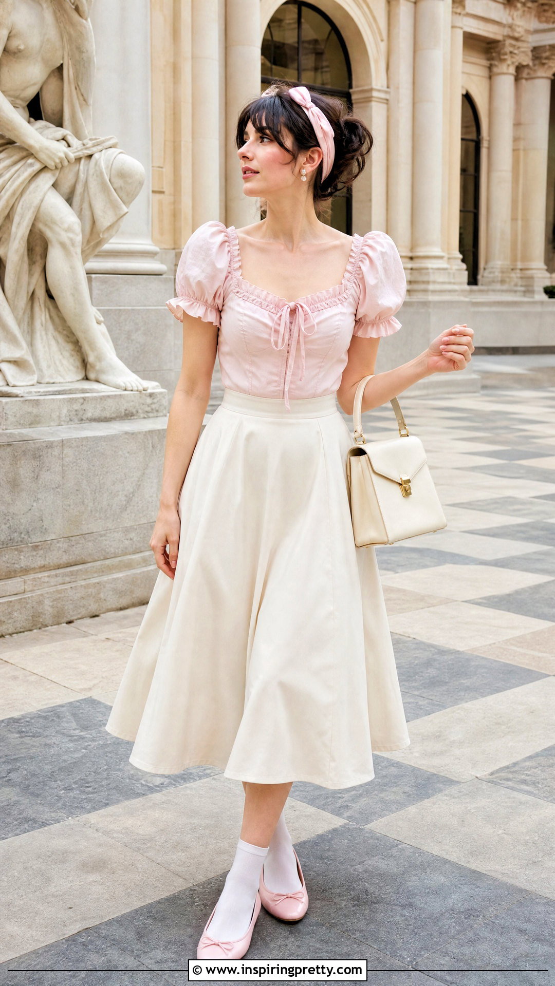 Puff Sleeve Cutecore Top With Midi Skirt - 50 Cutecore Top outfit ideas