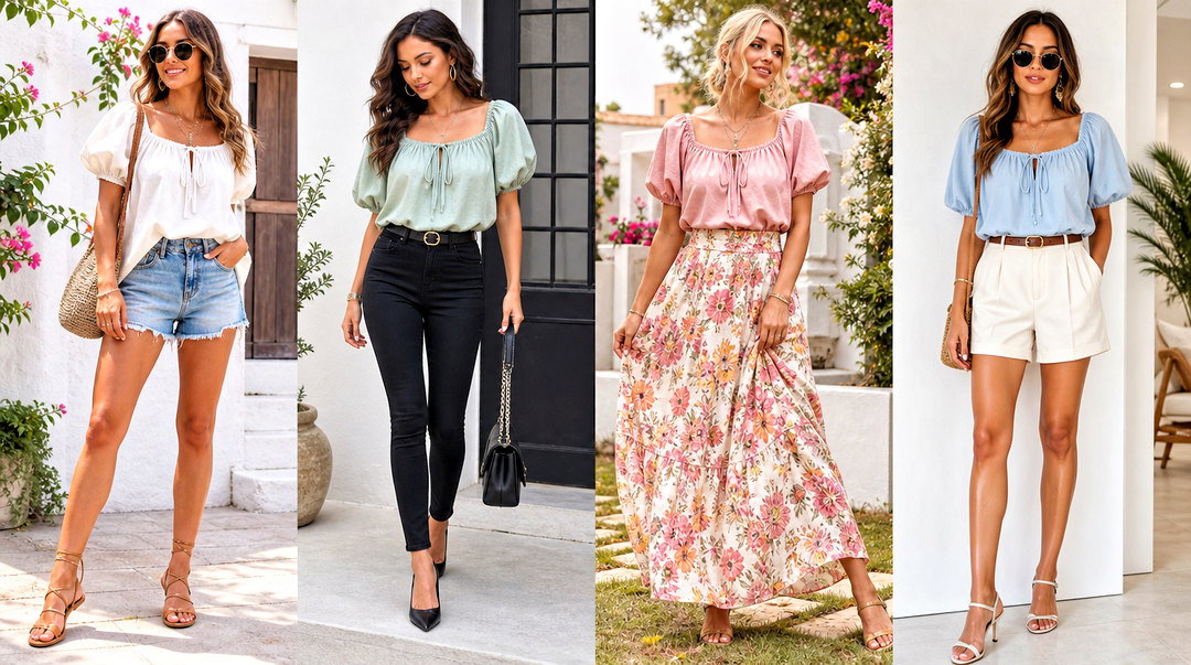 25 Puff Sleeve Peasant Top Outfit Ideas for Breezy Summer Looks