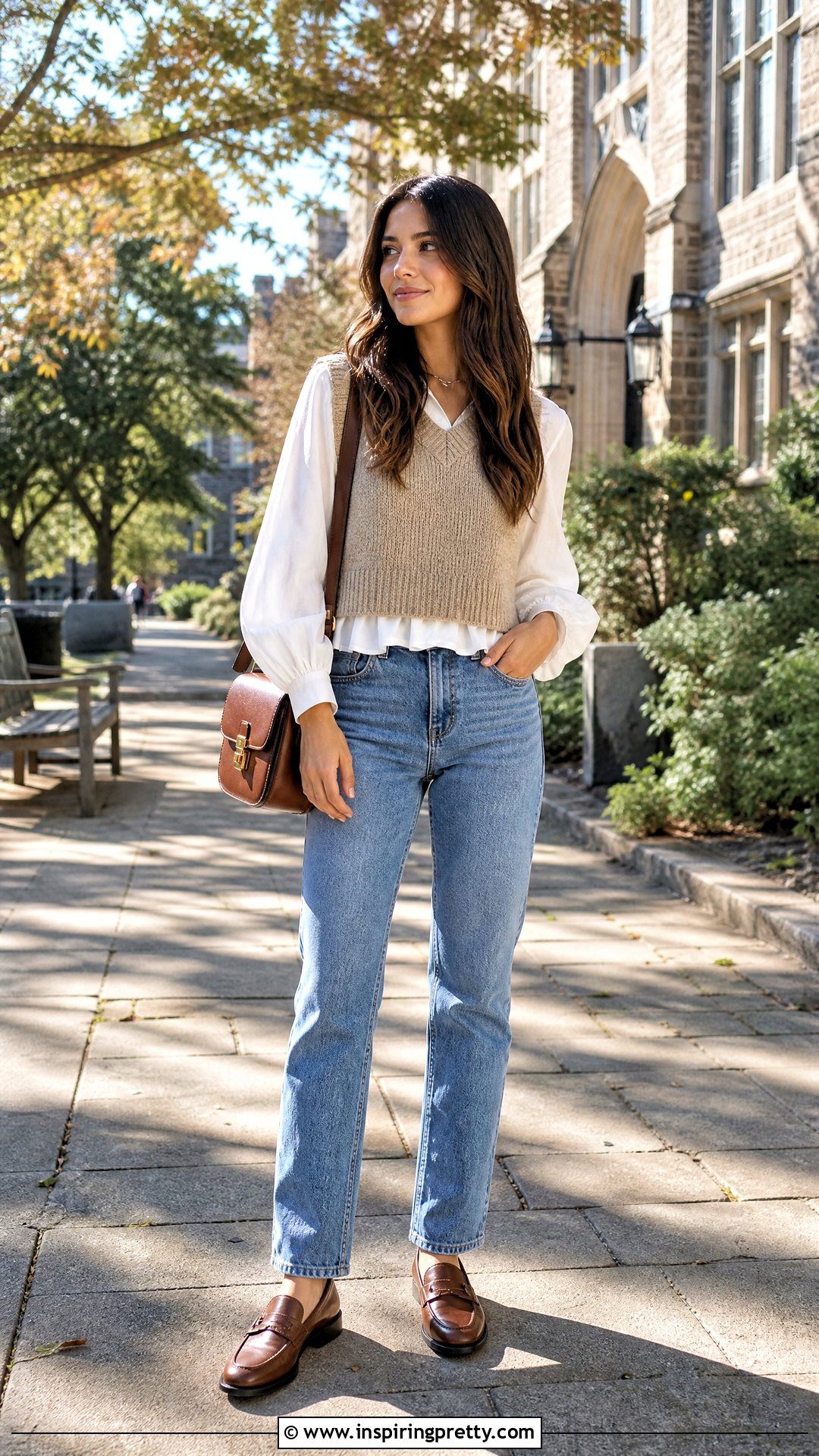Puff Sleeve Peasant Top With Sweater Vest And Jeans - 25 Puff Sleeve Peasant Top outfit ideas