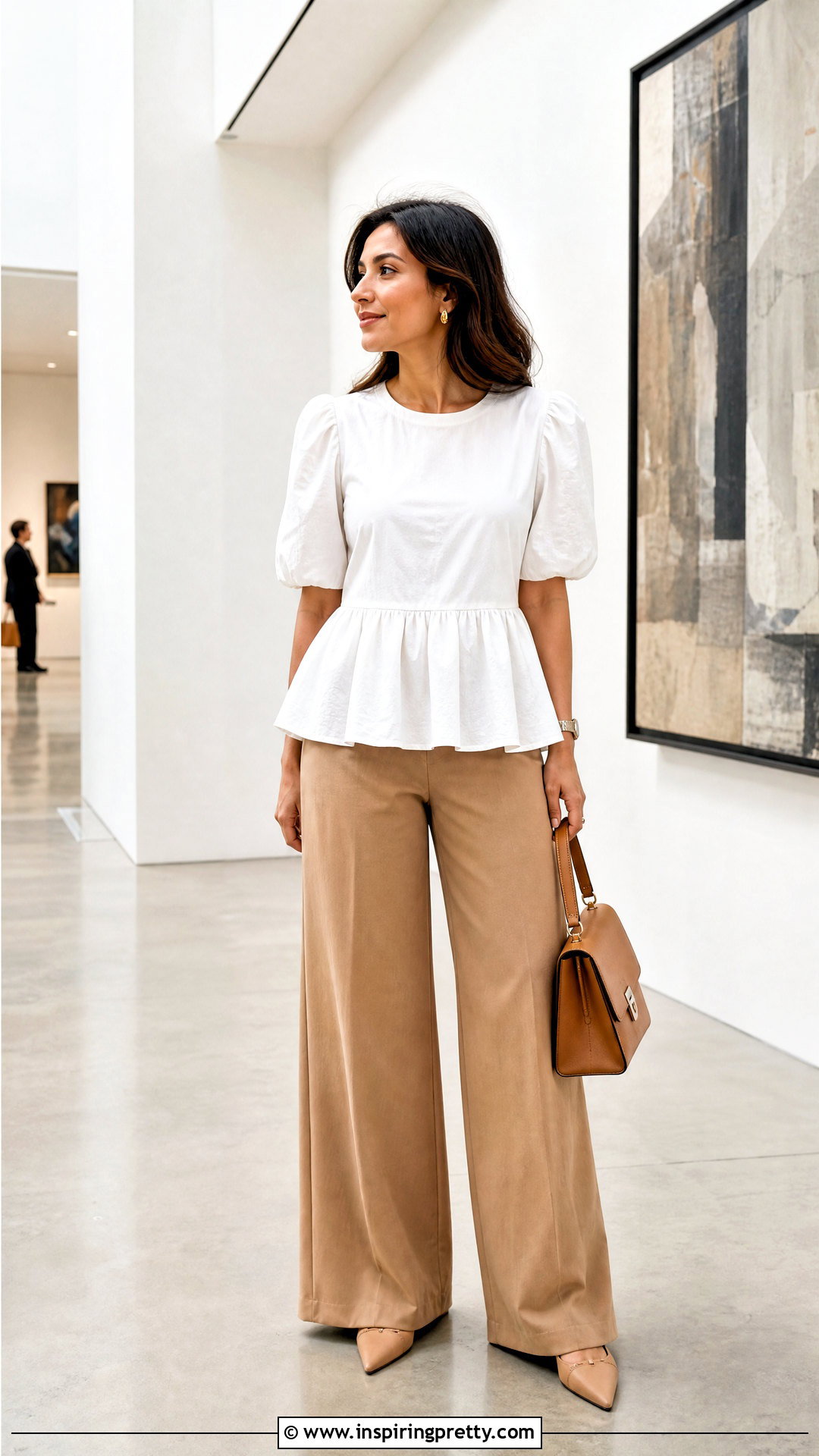 Puff Sleeve Peplum Top With Palazzo Pants - 50 peplum top with plazo outfit ideas