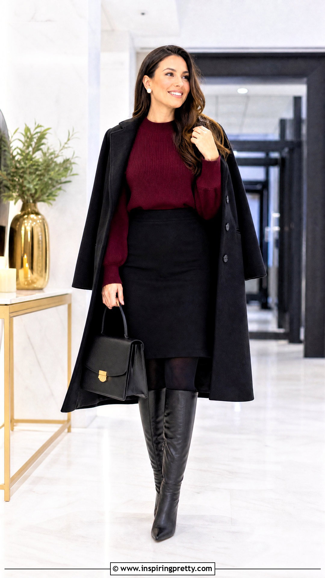 Puff Sleeve Sweater With Pencil Skirt - 50 winter tops for women