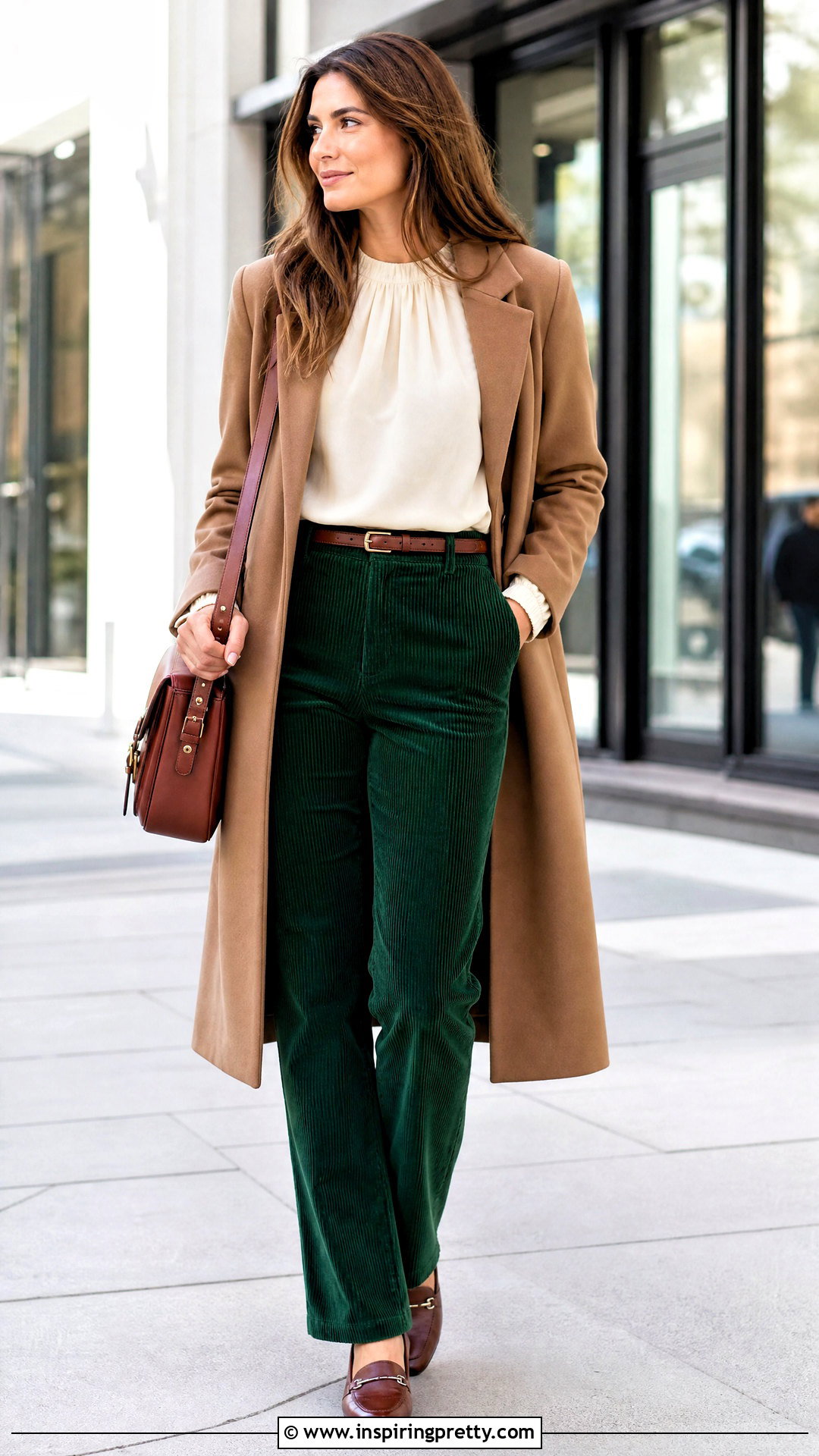 Puff Sleeve Top With Corduroy Pants - 50 fall tops outfit ideas