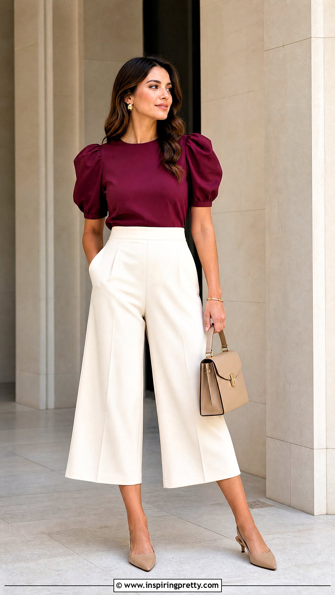 Puff Sleeve Top With Culottes - how to wear puff sleeve top (25 ways)