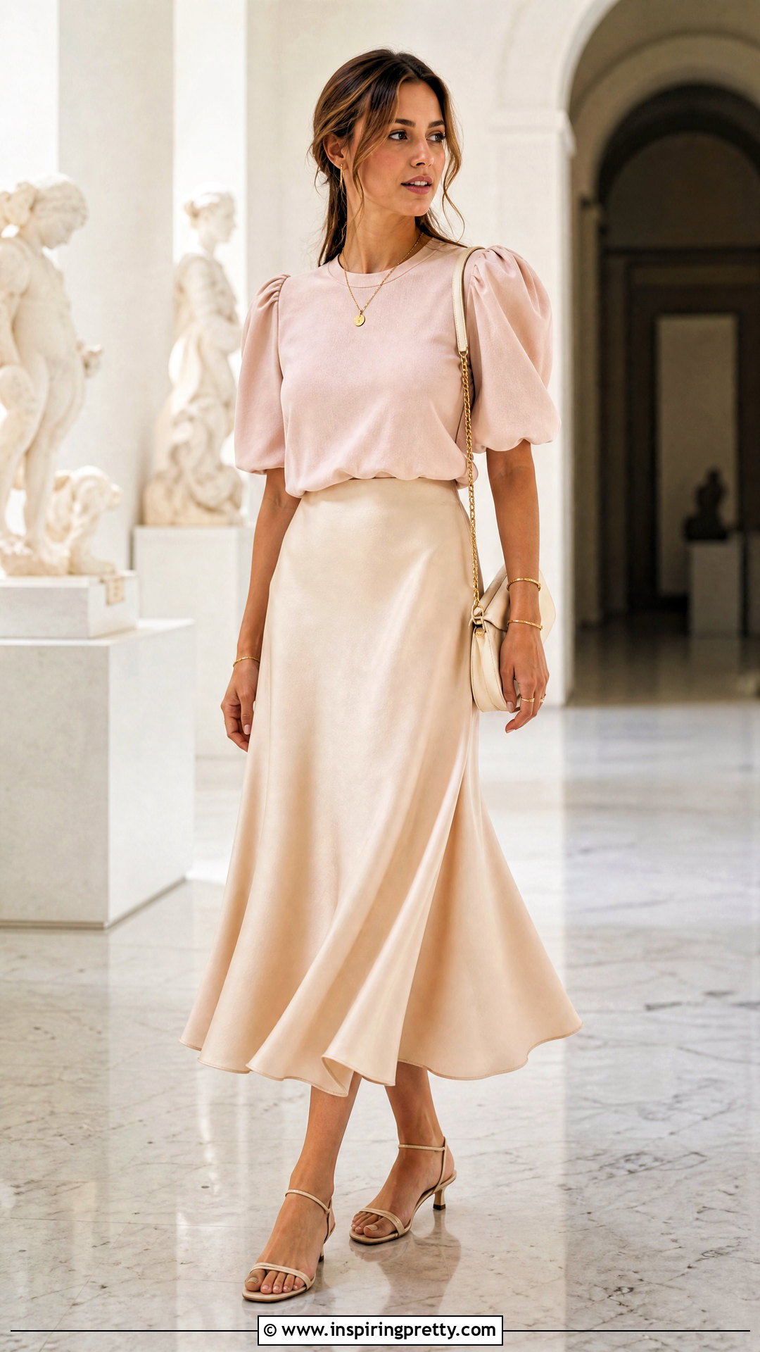Puff Sleeve Top With Satin Midi Skirt - how to wear puff sleeve top (25 ways)