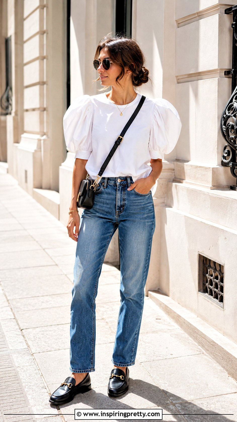 Puff Sleeve Top With Straight Jeans - 50 types of tops with names