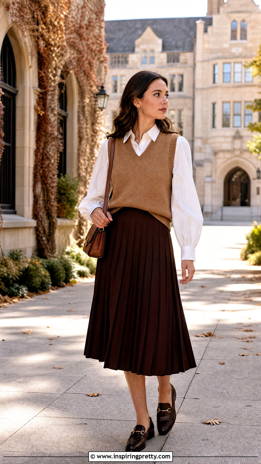 Puff Sleeve Top With Sweater Vest And Midi Skirt - how to wear puff sleeve top (25 ways)