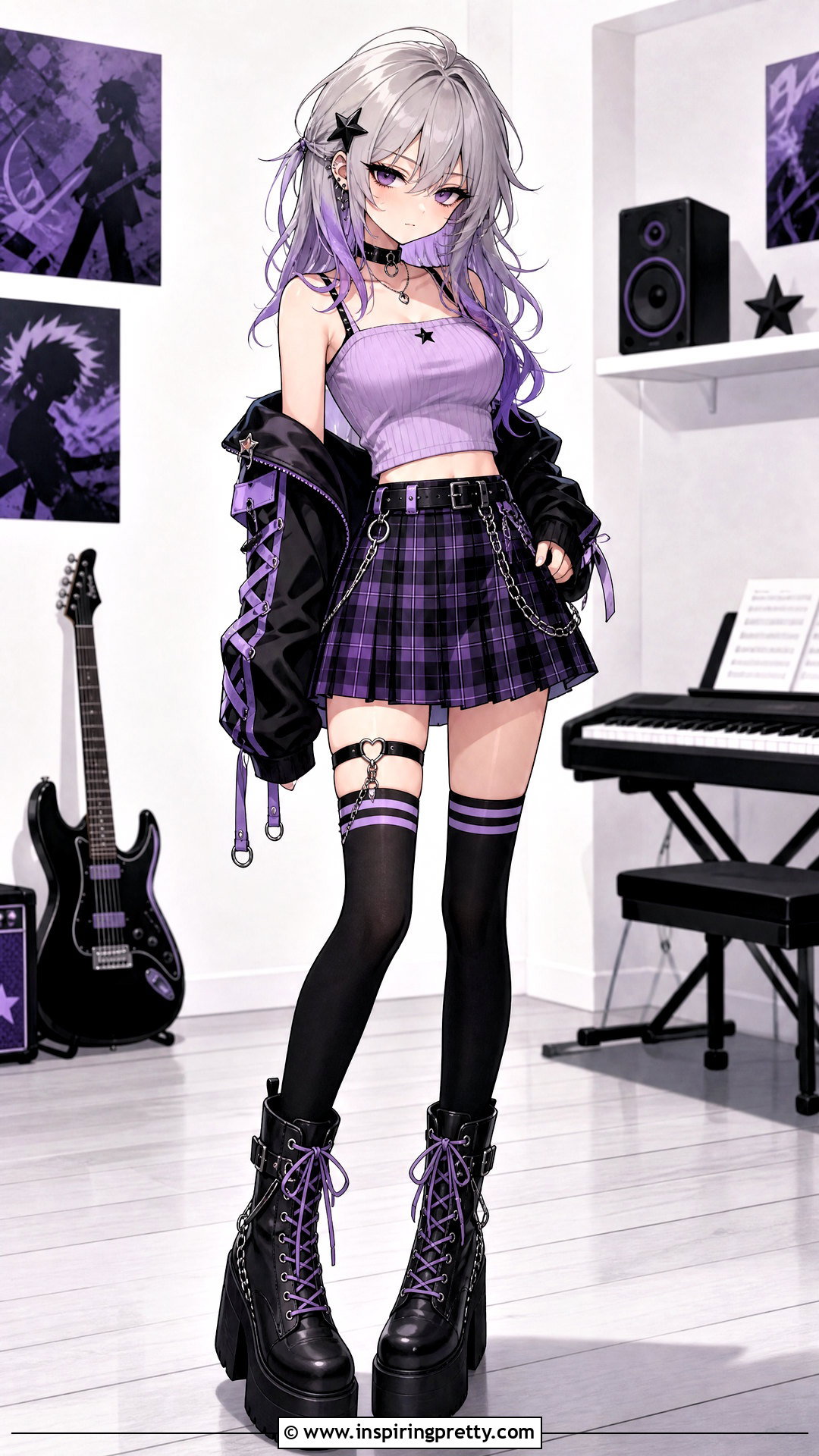 Purple Crop Top And Plaid Skirt Outfit - 25 gacha life crop top outfit ideas