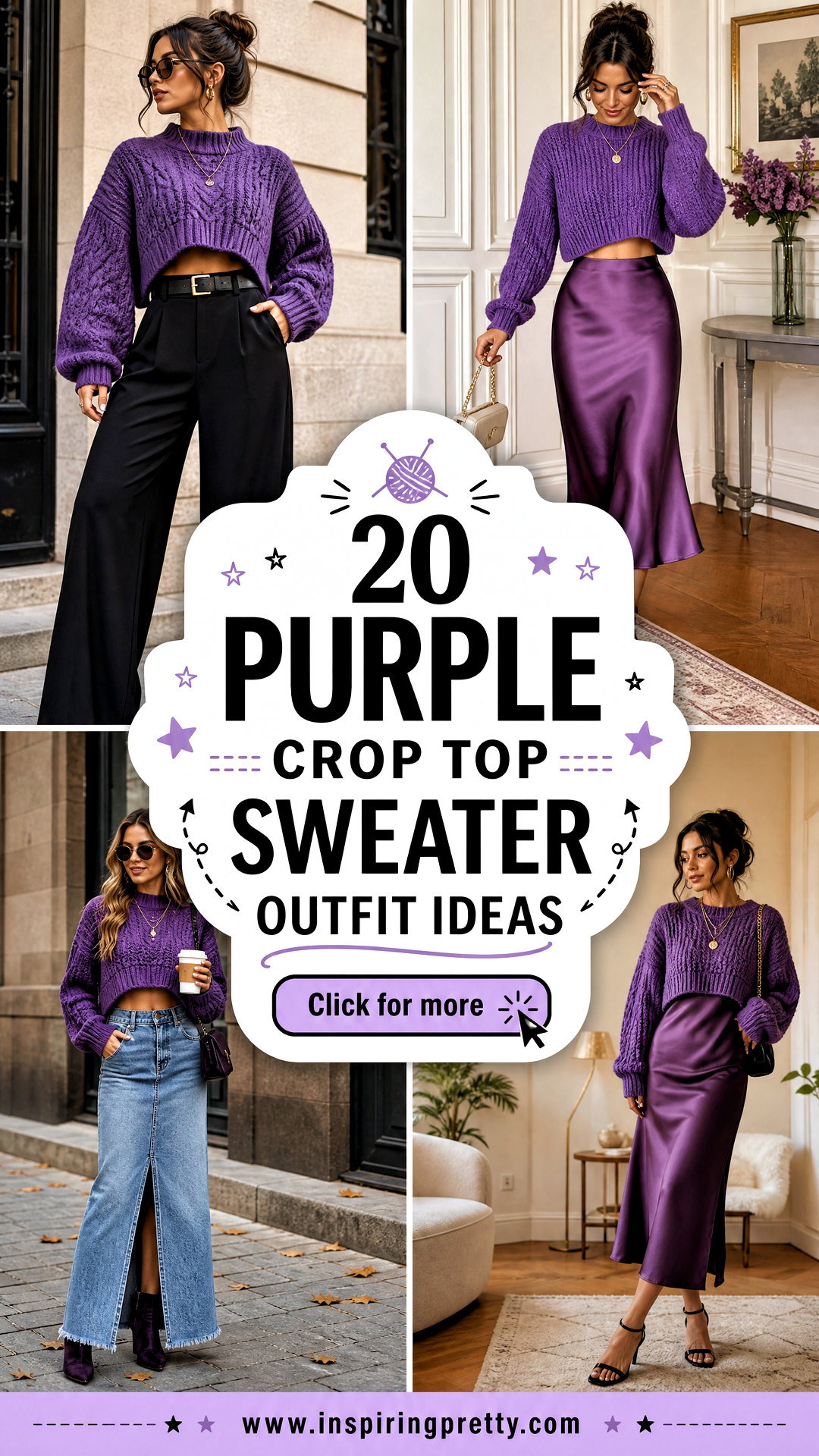 20 Purple Crop Top Sweater Outfit Ideas for Cozy-Chic Style - 20 Purple Crop Top Sweater Outfit Ideas for Cozy-Chic Style
