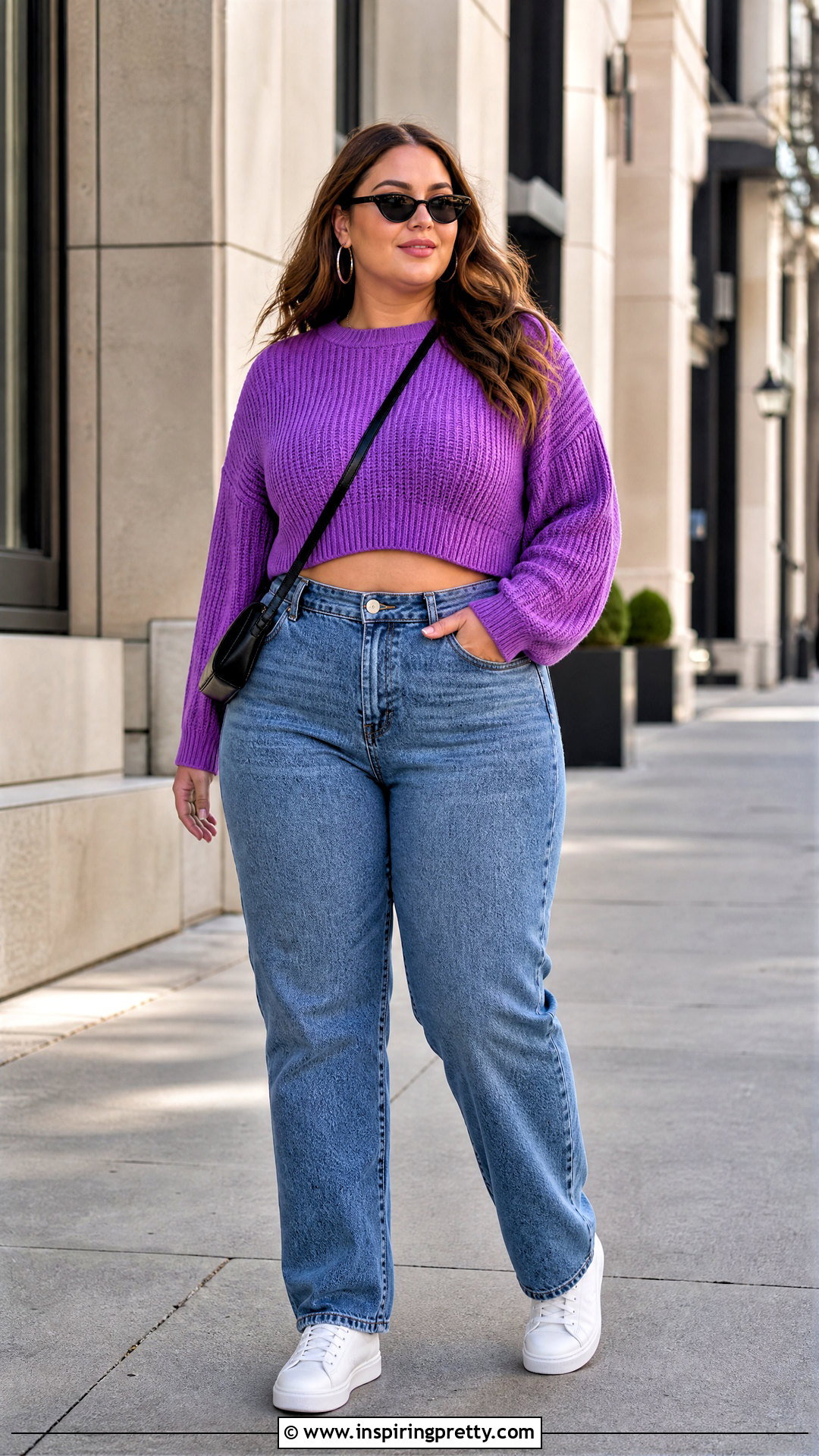 Purple Crop Top Sweater With Straight Leg Jeans - 20 Purple Crop Top Sweater outfit ideas