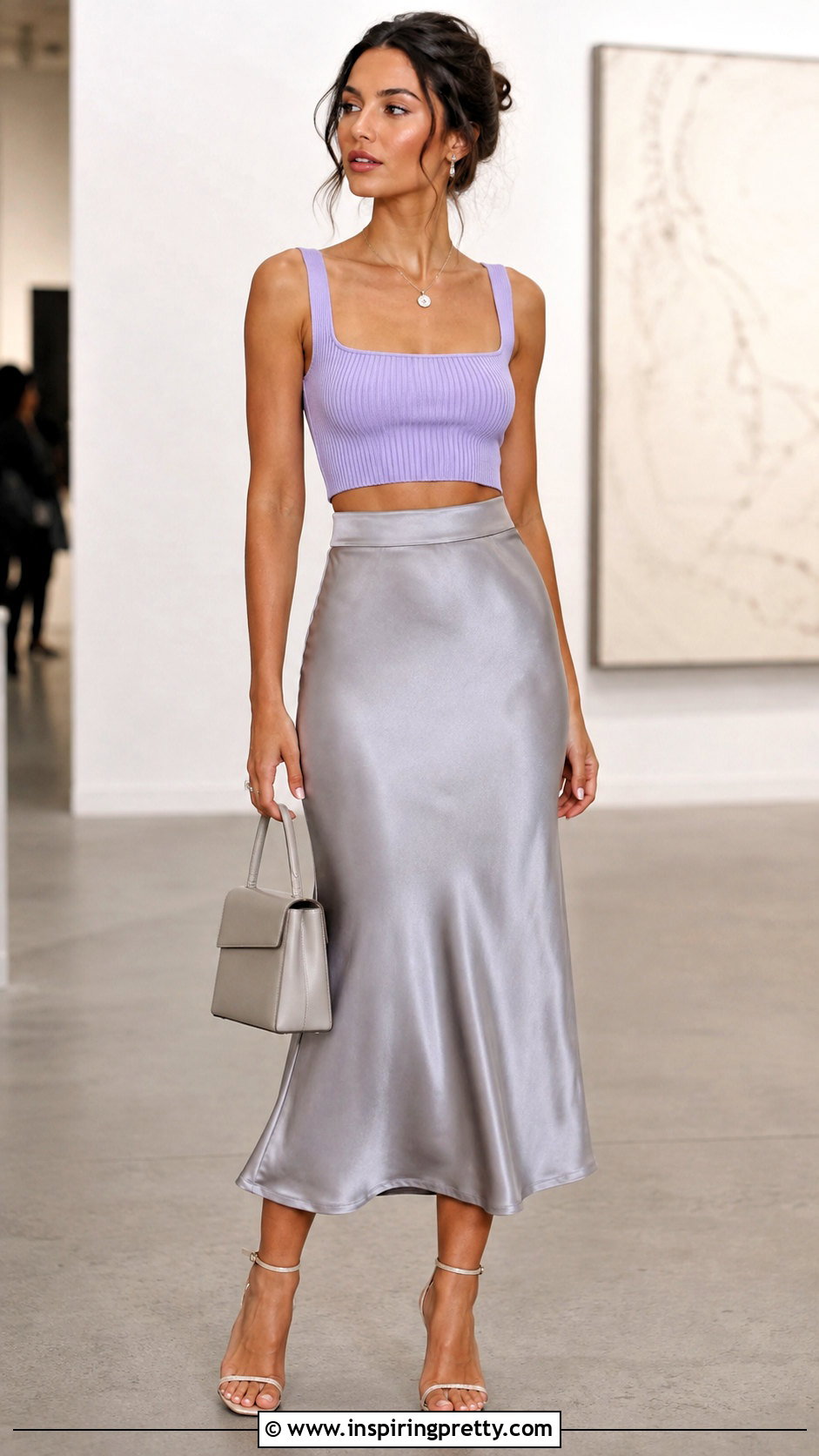 Purple Crop Top With Satin Midi Skirt - 25 purple crop top aesthetic ideas