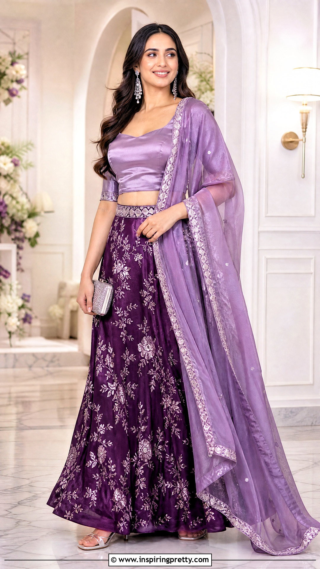 Purple Ethnic Skirt And Lavender Top Outfit - 50 ethnic skirt and top outfit ideas