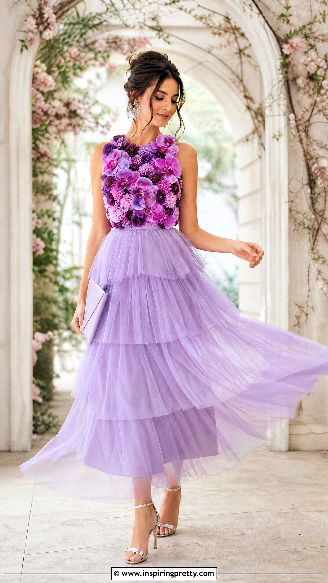 Purple Flower Top With Lilac Tulle Skirt - 50 flower top photoshoot ideas