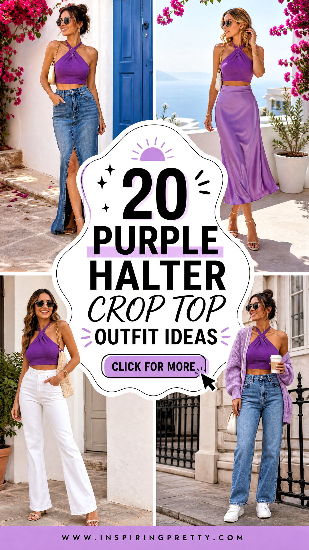20 Purple Halter Crop Top Outfit Ideas for Summer Style - 20 Purple Halter Crop Top Outfit Ideas for Summer Style