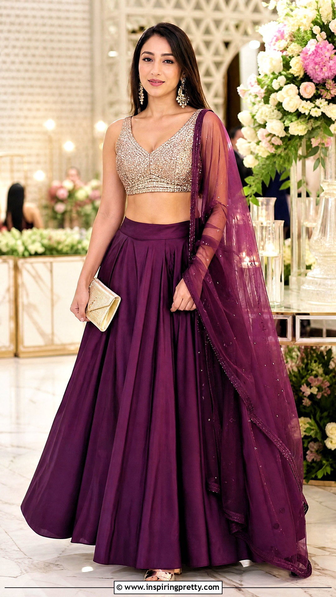 Purple Indian Skirt And Sequin Top Outfit - 50 indian skirt and top outfits