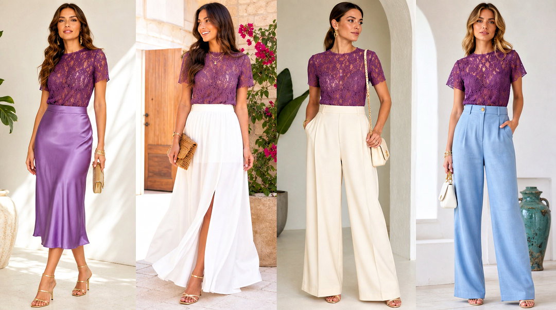 20 Purple Lace Summer Top Outfit Ideas for Romantic Looks