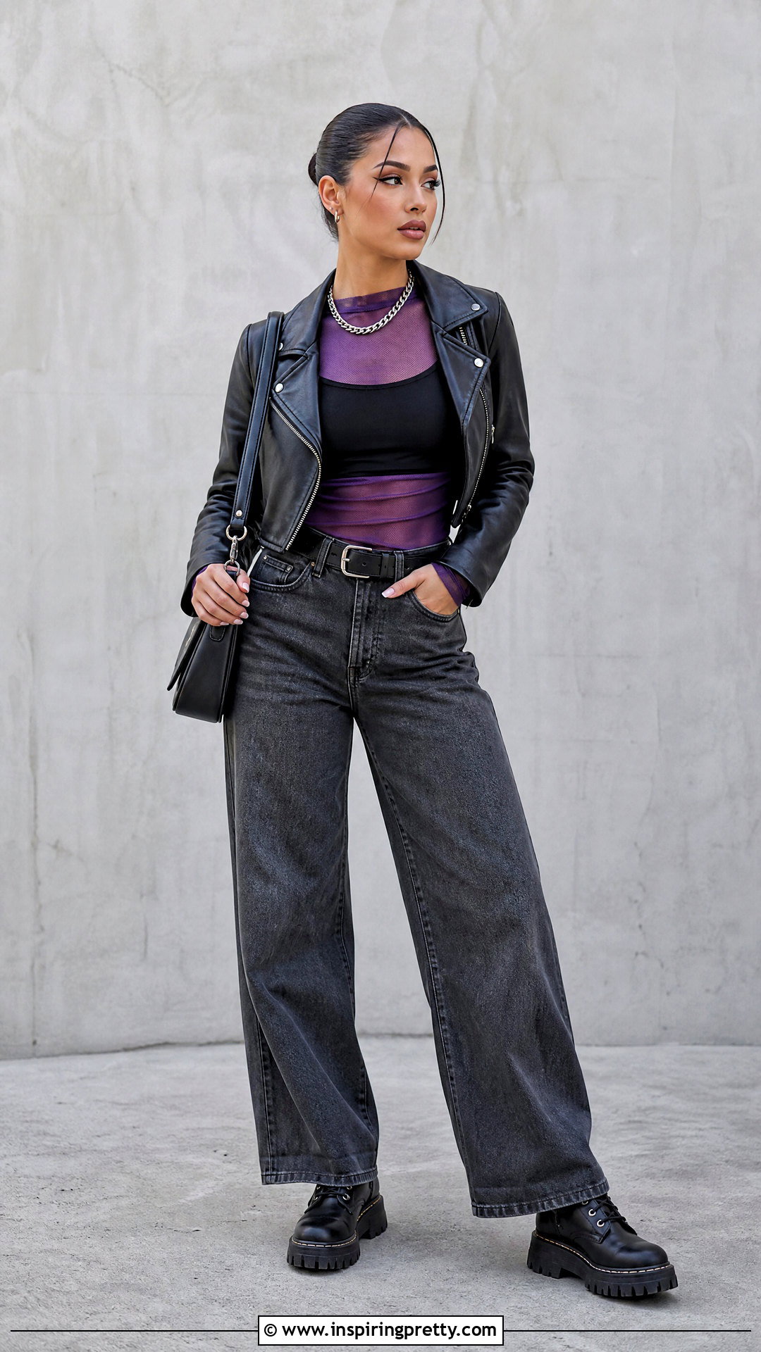Purple Mesh Top With Black Bralette And Jeans - 25 tate mcrae purple top outfit ideas