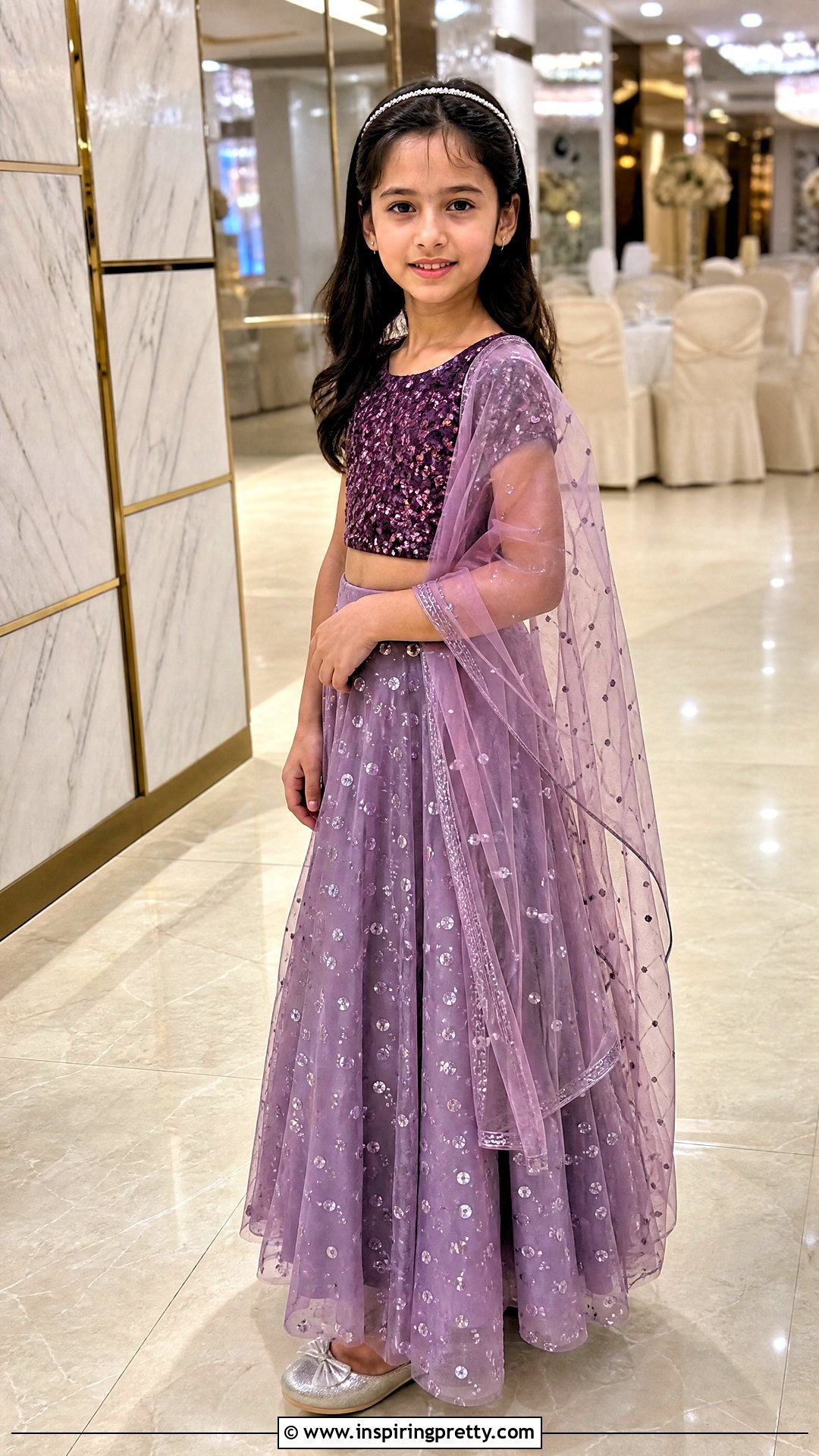 Purple Sequin Kids Crop Top Lehenga - 50 kids crop top lehenga designs