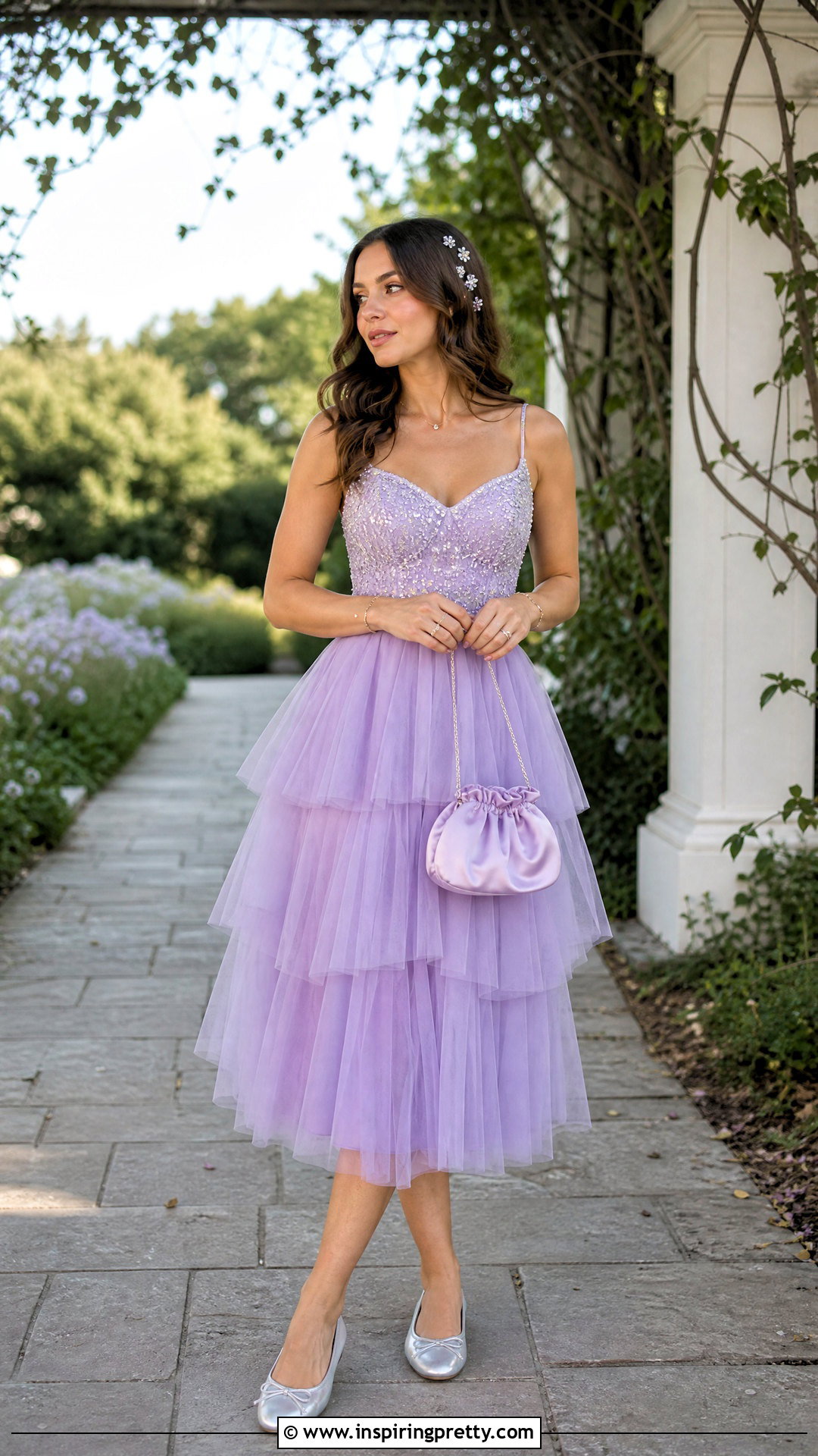 Purple Sparkly Top With Tulle Midi Skirt - 20 Taylor Swift Sparkly Top outfit ideas