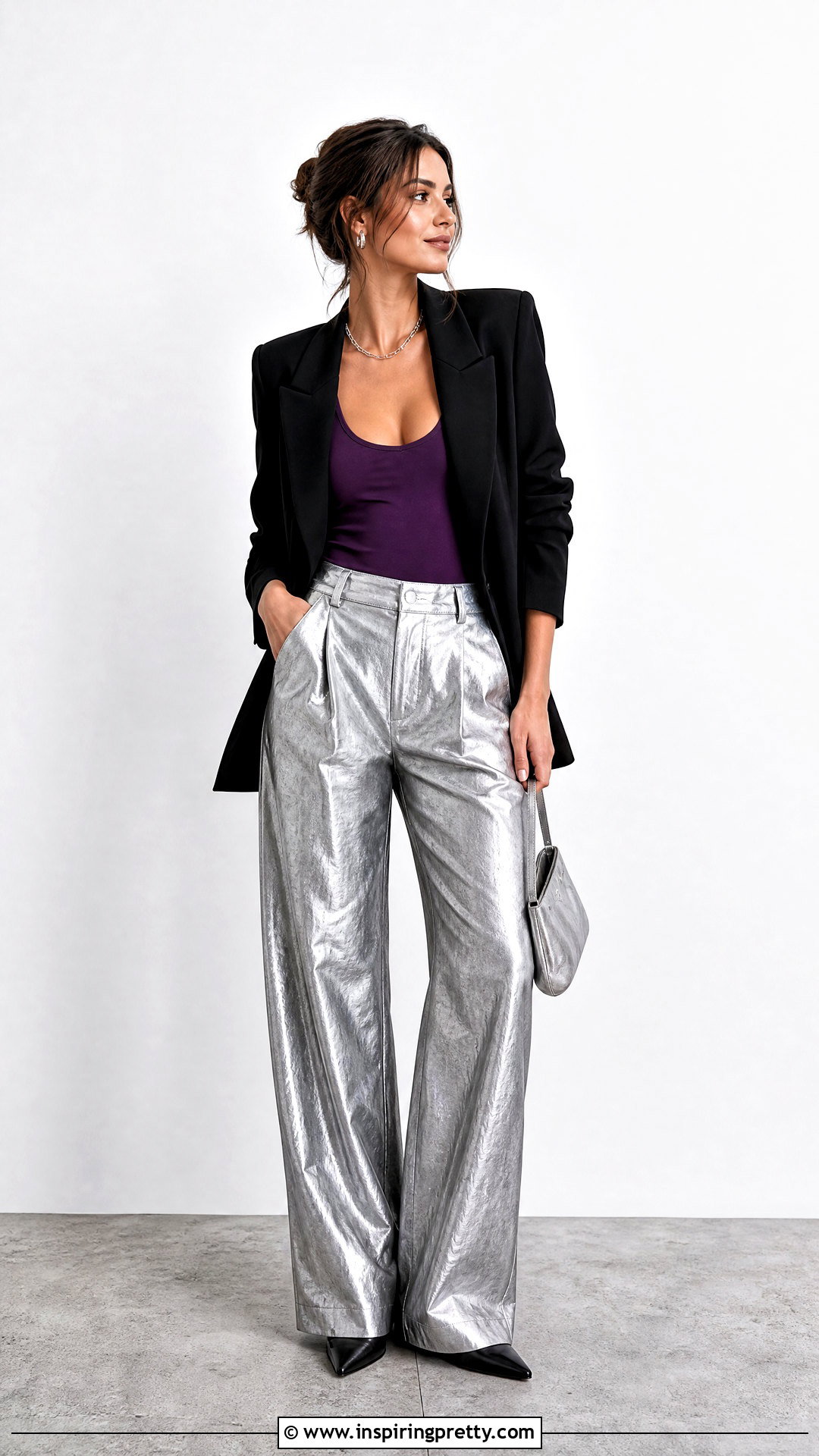 Purple Tank Top With Silver Pants - 50 purple tank top outfit ideas
