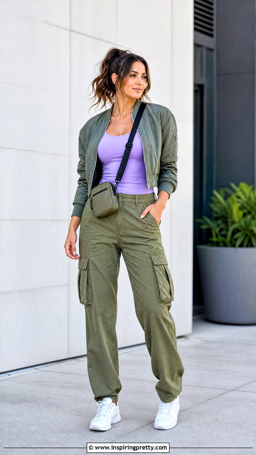 Purple Top With Cargo Pants - 50 purple tops outfit ideas