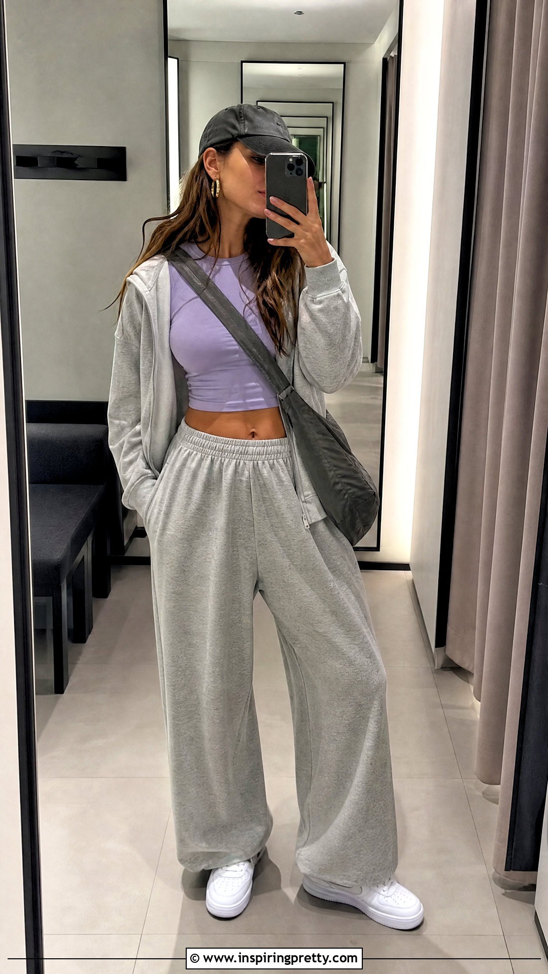 Purple Top With Gray Track Pants - 25 tate mcrae purple top outfit ideas