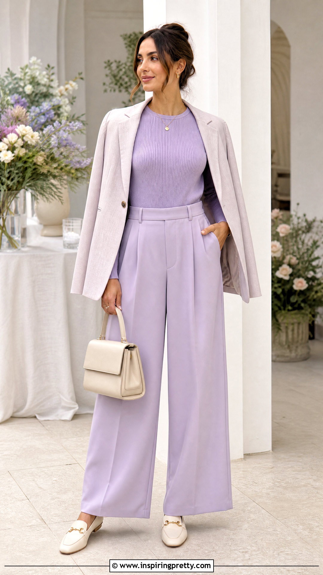 Purple Top With Lilac Pants - 50 Purple Top Outfit ideas