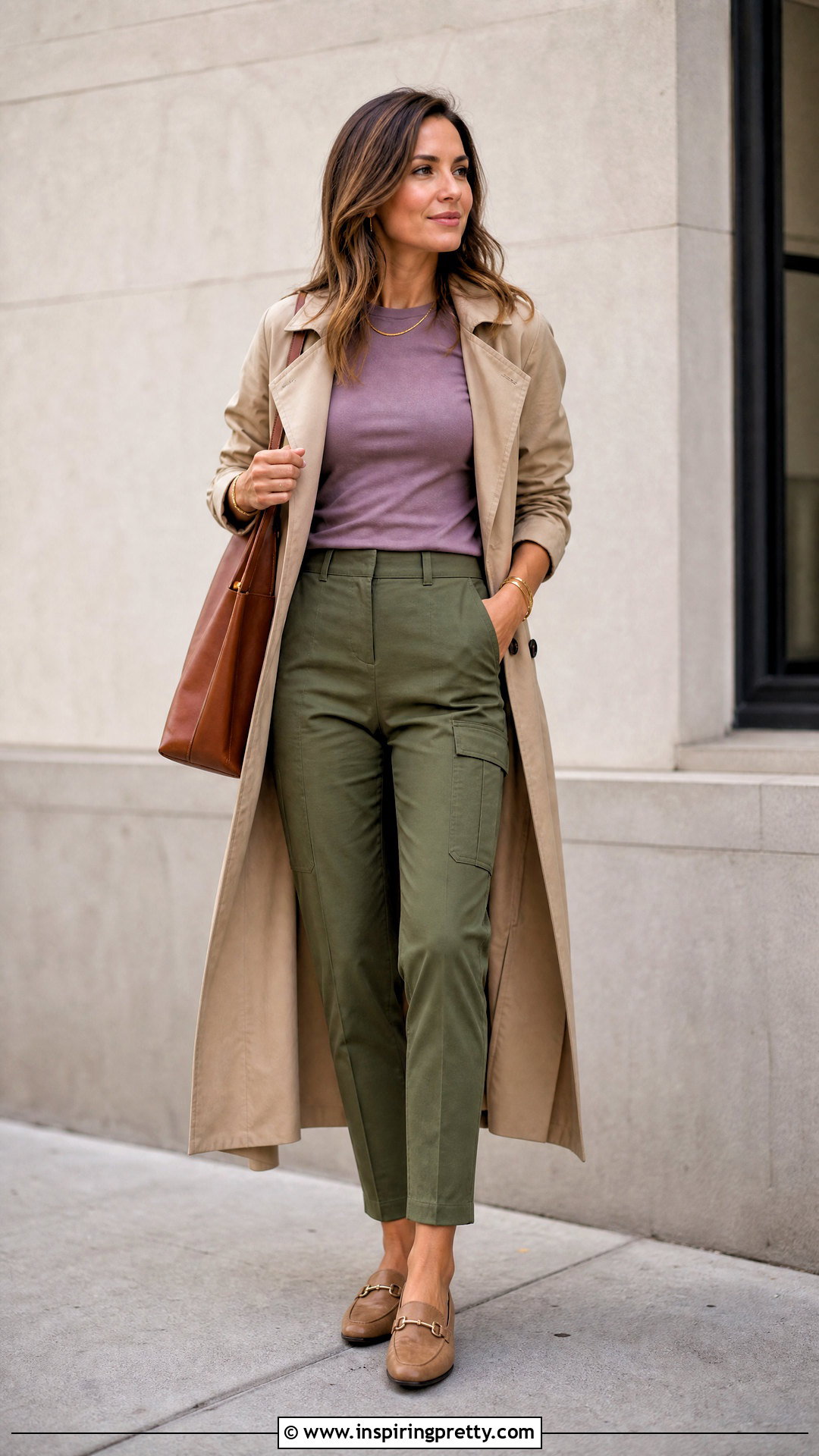 Purple Top With Olive Green Pants - 50 purple tops outfit ideas