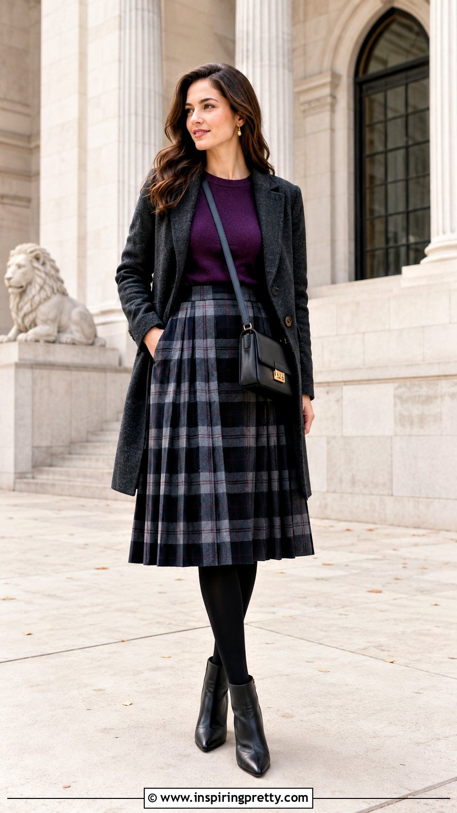 Purple Top With Plaid Skirt - 20 Purple Fashion Top outfit ideas