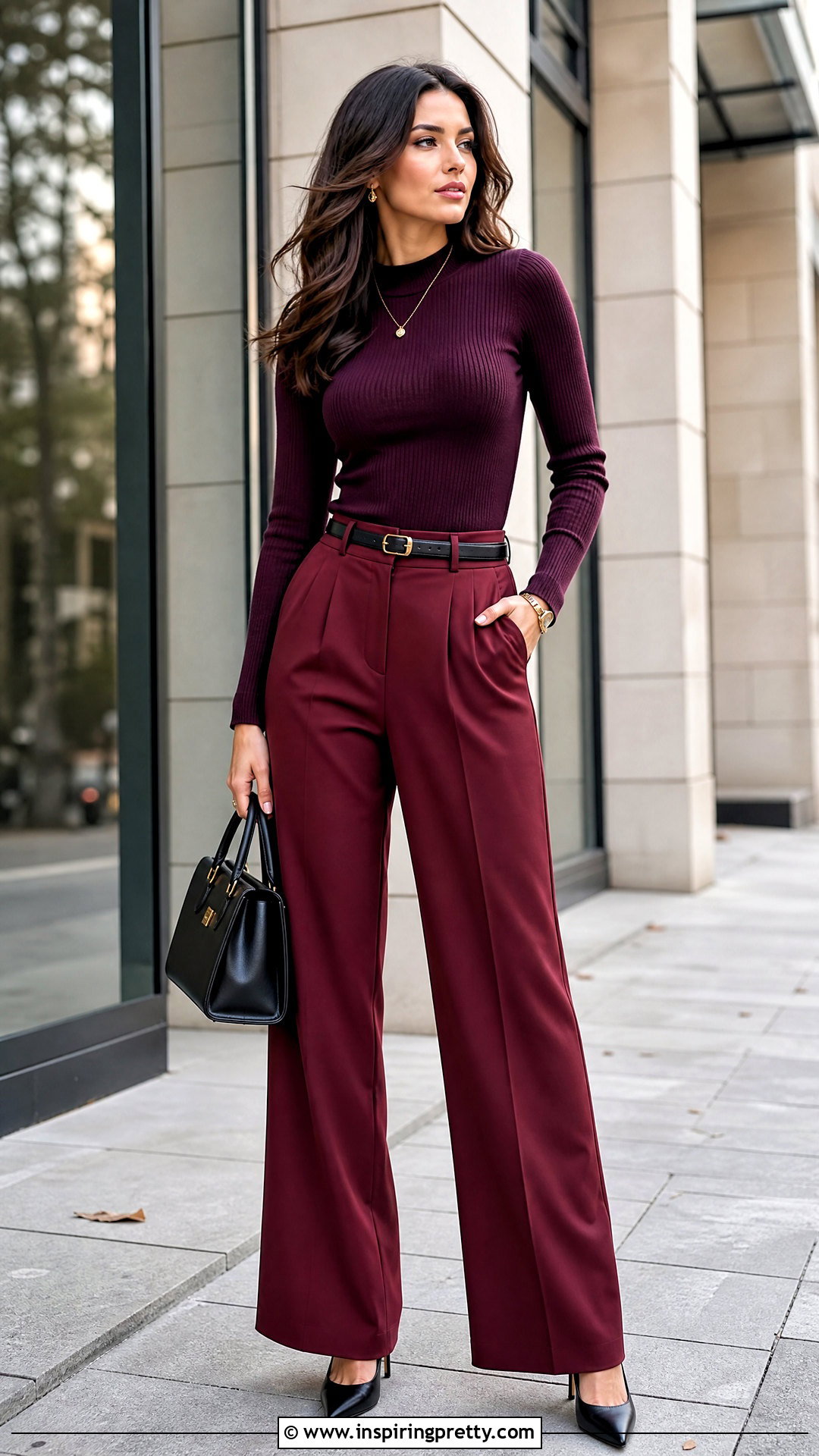 Purple Top With Red Pants - 50 purple tops outfit ideas